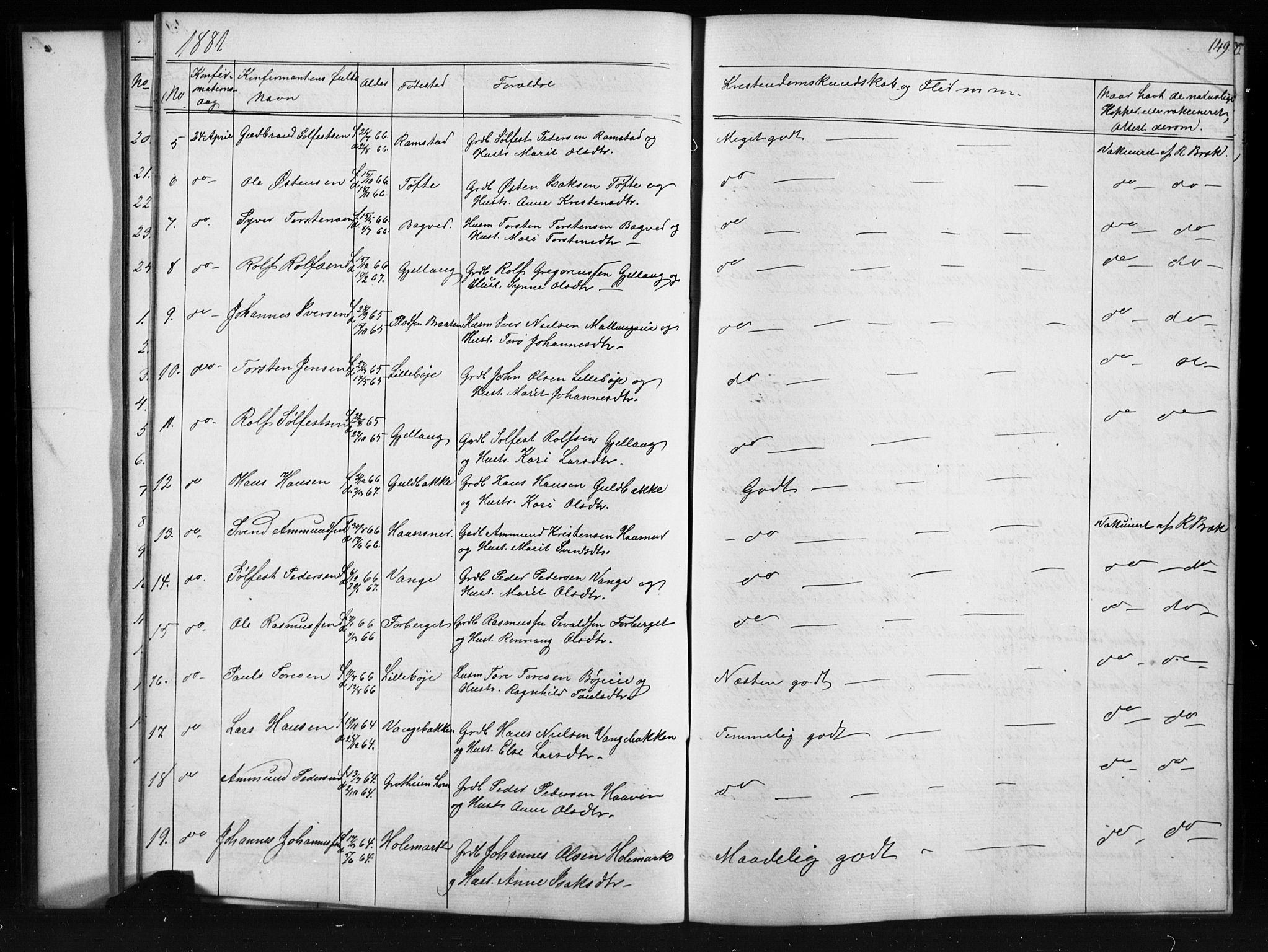 Skjåk prestekontor, SAH/PREST-072/H/Ha/Hab/L0001: Parish register (copy) no. 1, 1865-1893, p. 149
