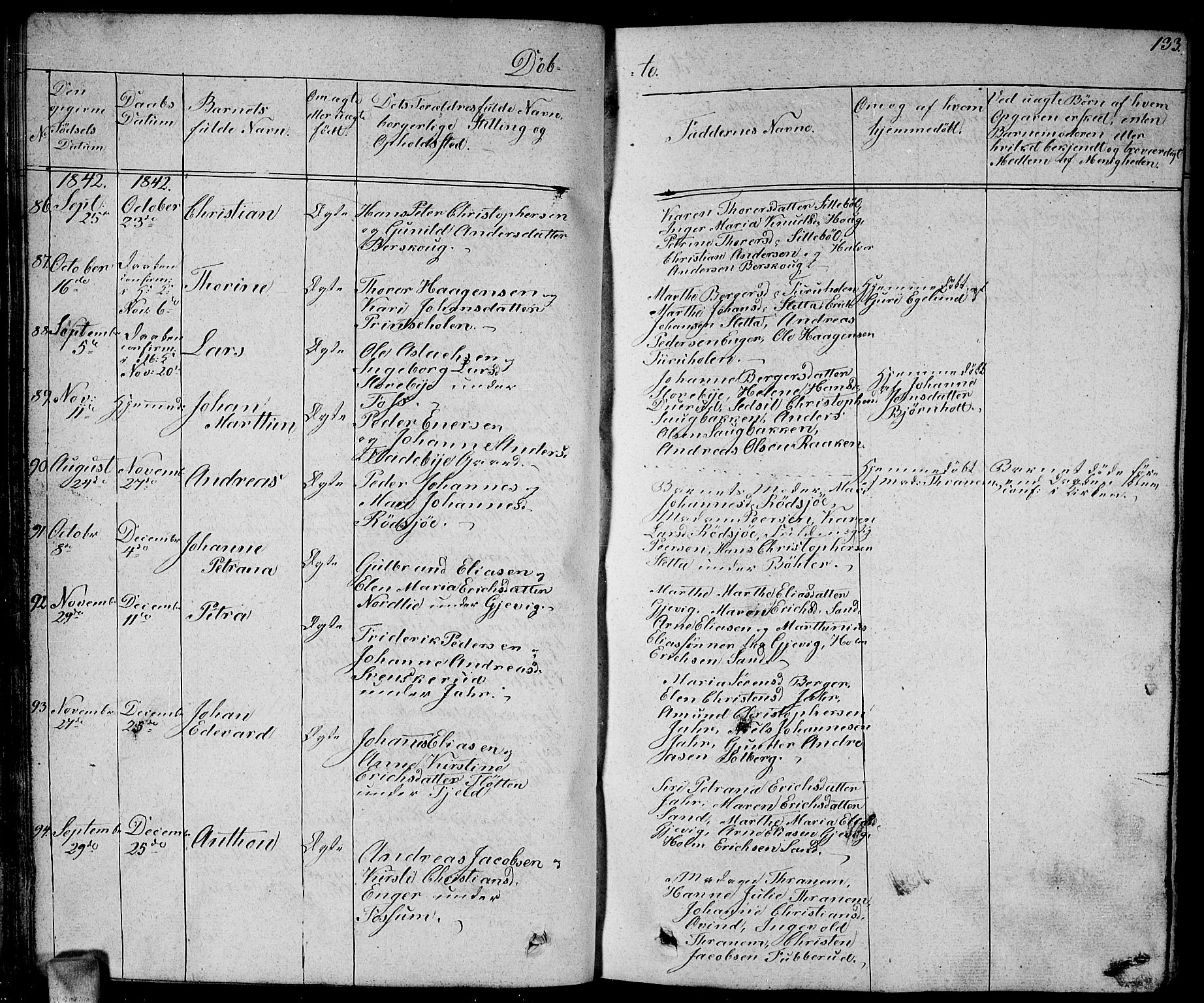 Enebakk prestekontor Kirkebøker, SAO/A-10171c/G/Ga/L0003: Parish register (copy) no. I 3, 1833-1849, p. 133