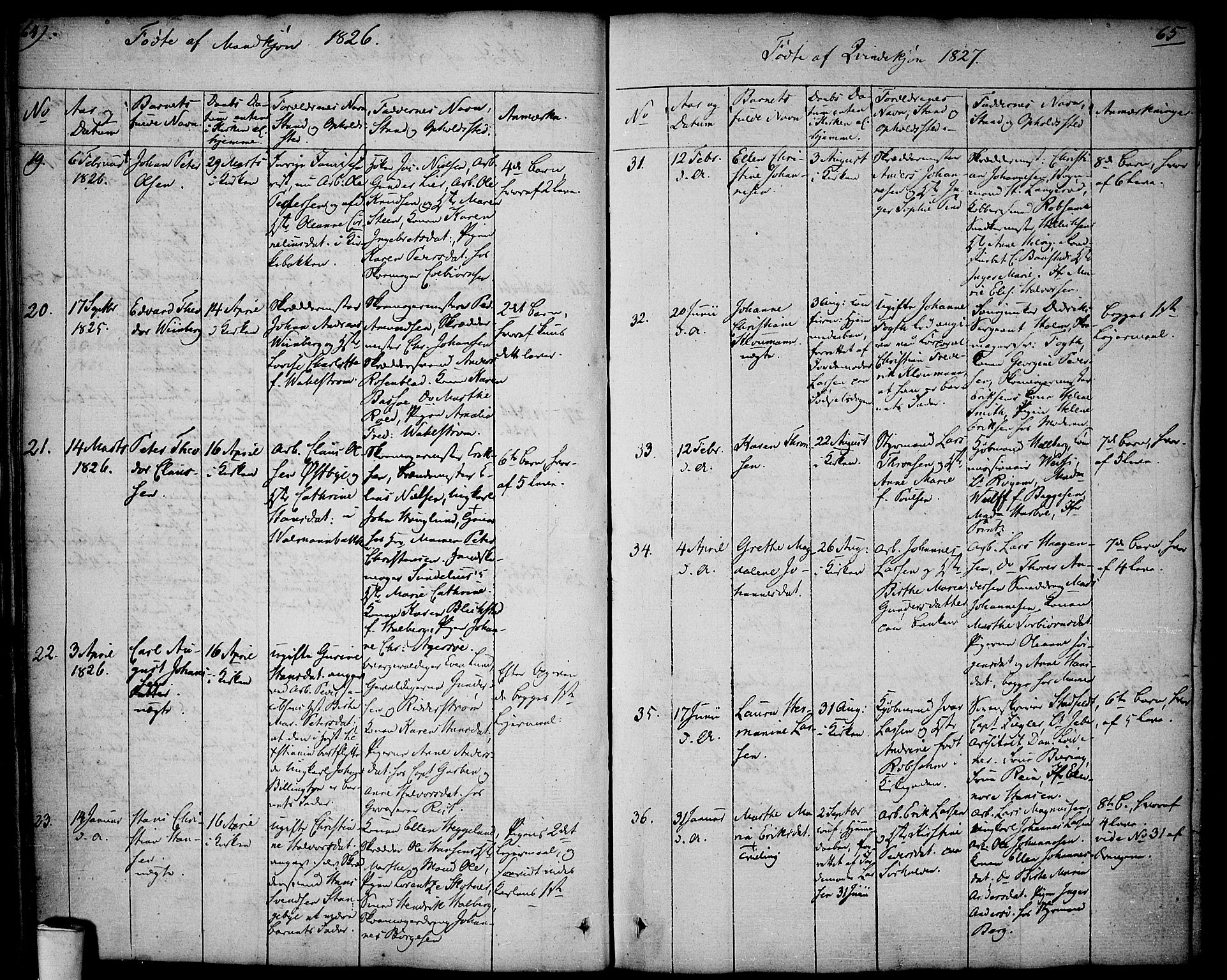 Halden prestekontor Kirkebøker, SAO/A-10909/F/Fa/L0004: Parish register (official) no. I 4, 1823-1834, p. 64-65