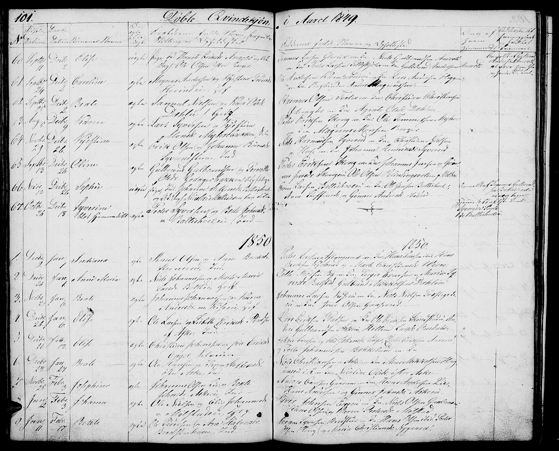 Nes prestekontor, Hedmark, SAH/PREST-020/L/La/L0004: Parish register (copy) no. 4, 1832-1861, p. 101