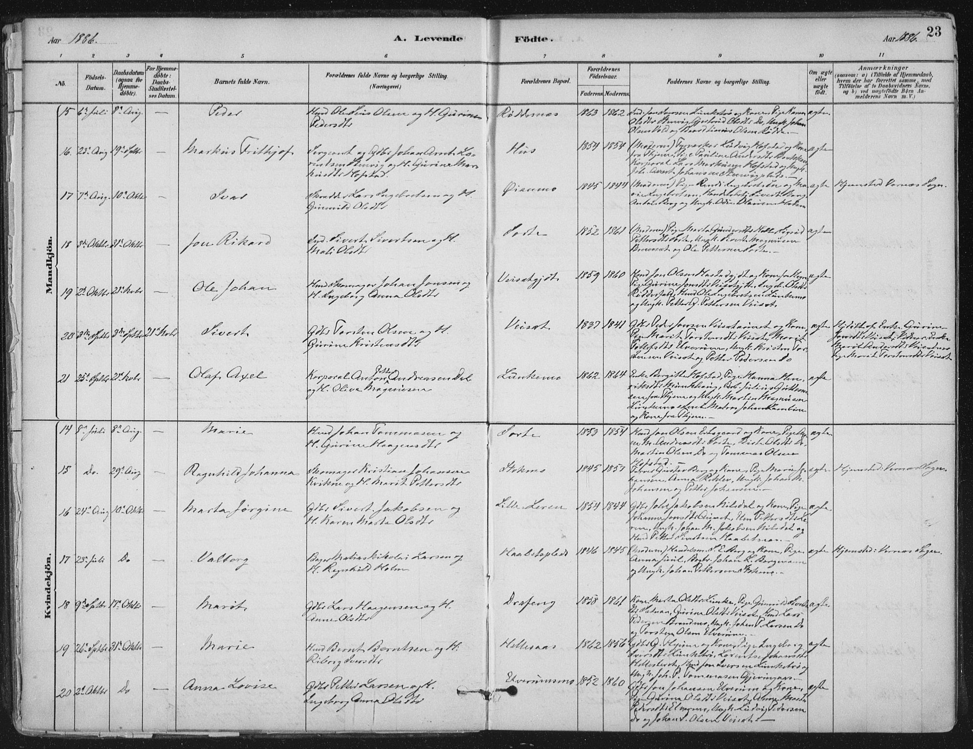 Ministerialprotokoller, klokkerbøker og fødselsregistre - Nord-Trøndelag, SAT/A-1458/710/L0095: Parish register (official) no. 710A01, 1880-1914, p. 23