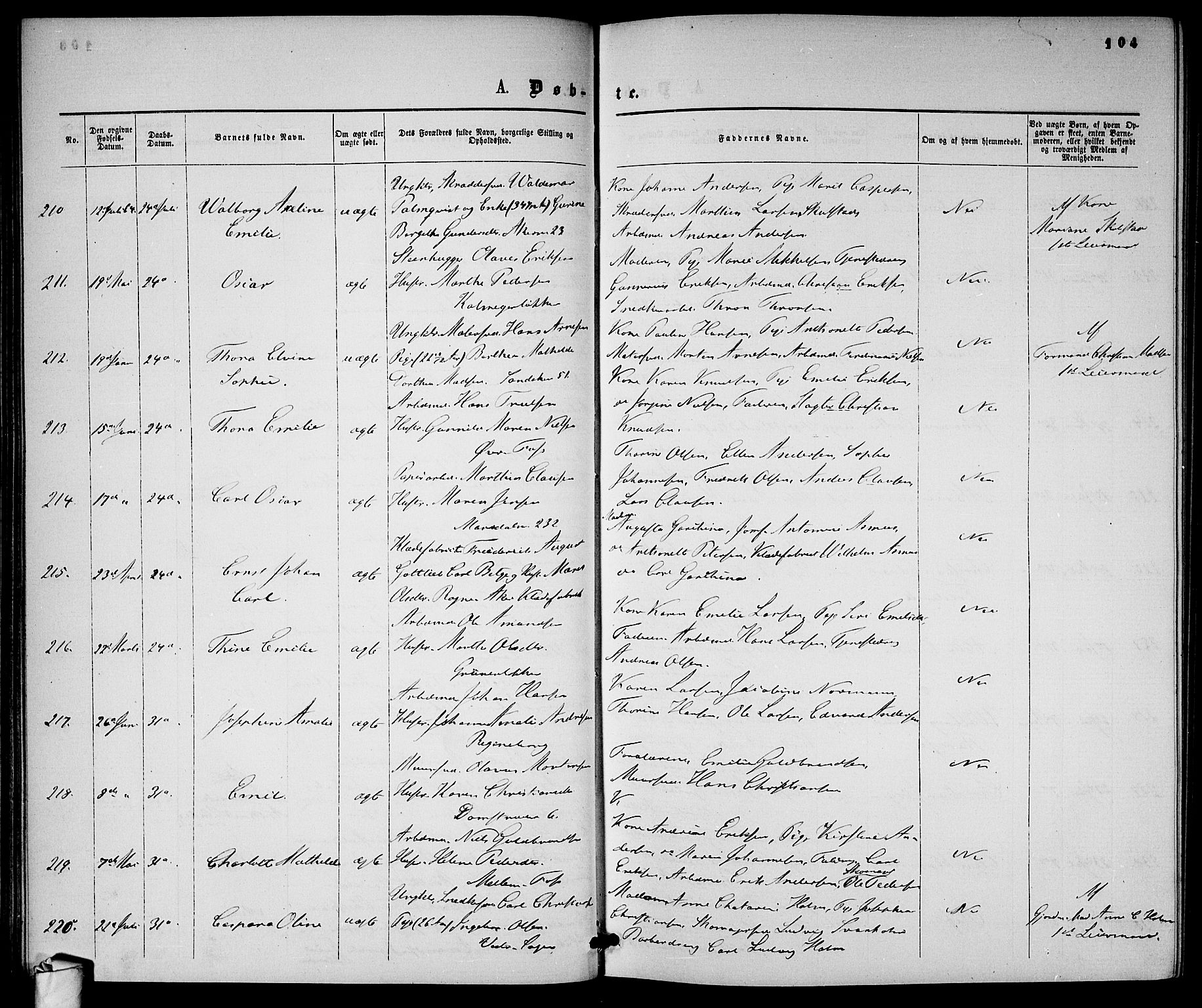 Gamle Aker prestekontor Kirkebøker, AV/SAO-A-10617a/G/L0001: Parish register (copy) no. 1, 1861-1868, p. 104