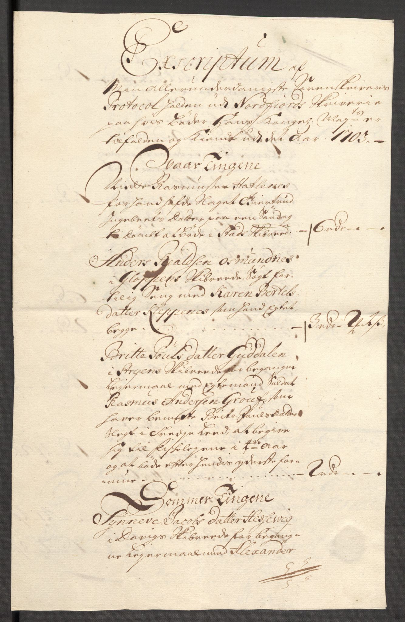 Rentekammeret inntil 1814, Reviderte regnskaper, Fogderegnskap, AV/RA-EA-4092/R53/L3427: Fogderegnskap Sunn- og Nordfjord, 1703, p. 233