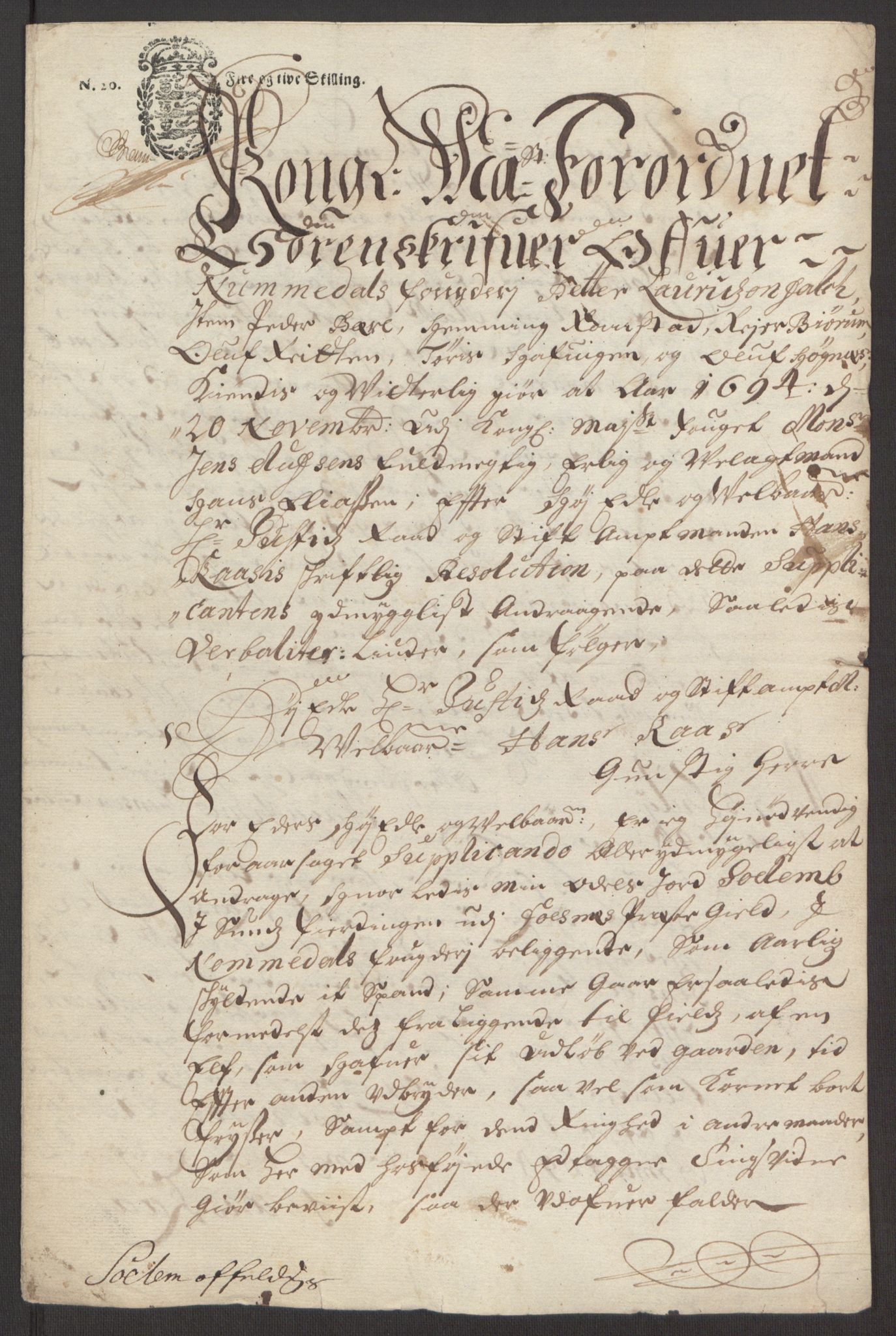 Rentekammeret inntil 1814, Reviderte regnskaper, Fogderegnskap, AV/RA-EA-4092/R64/L4424: Fogderegnskap Namdal, 1692-1695, p. 531