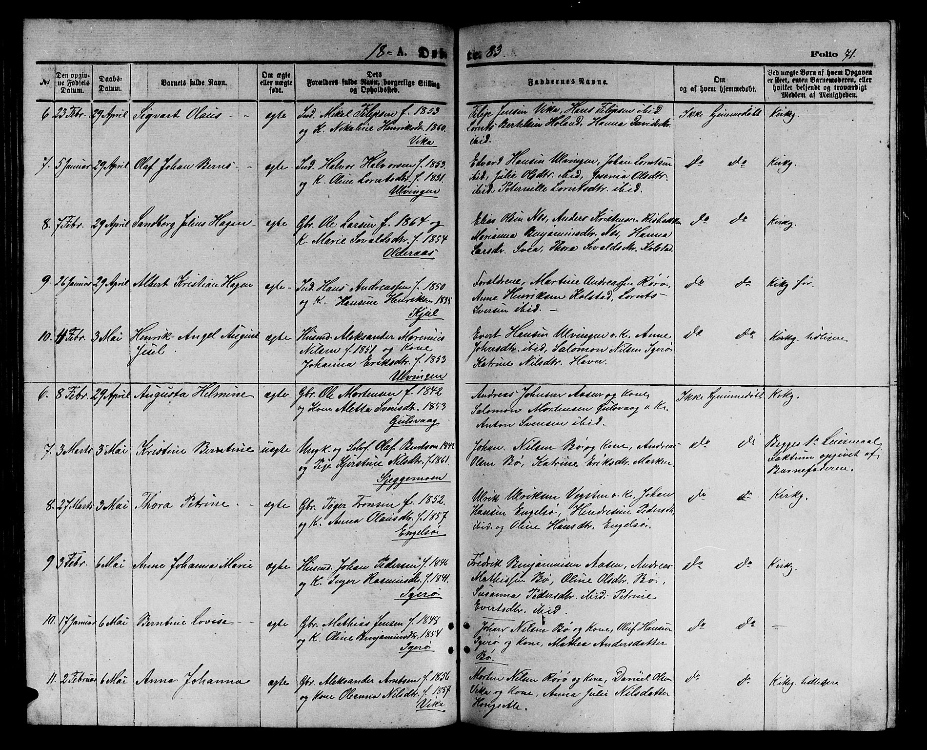 Ministerialprotokoller, klokkerbøker og fødselsregistre - Nordland, AV/SAT-A-1459/816/L0252: Parish register (copy) no. 816C02, 1871-1885, p. 71