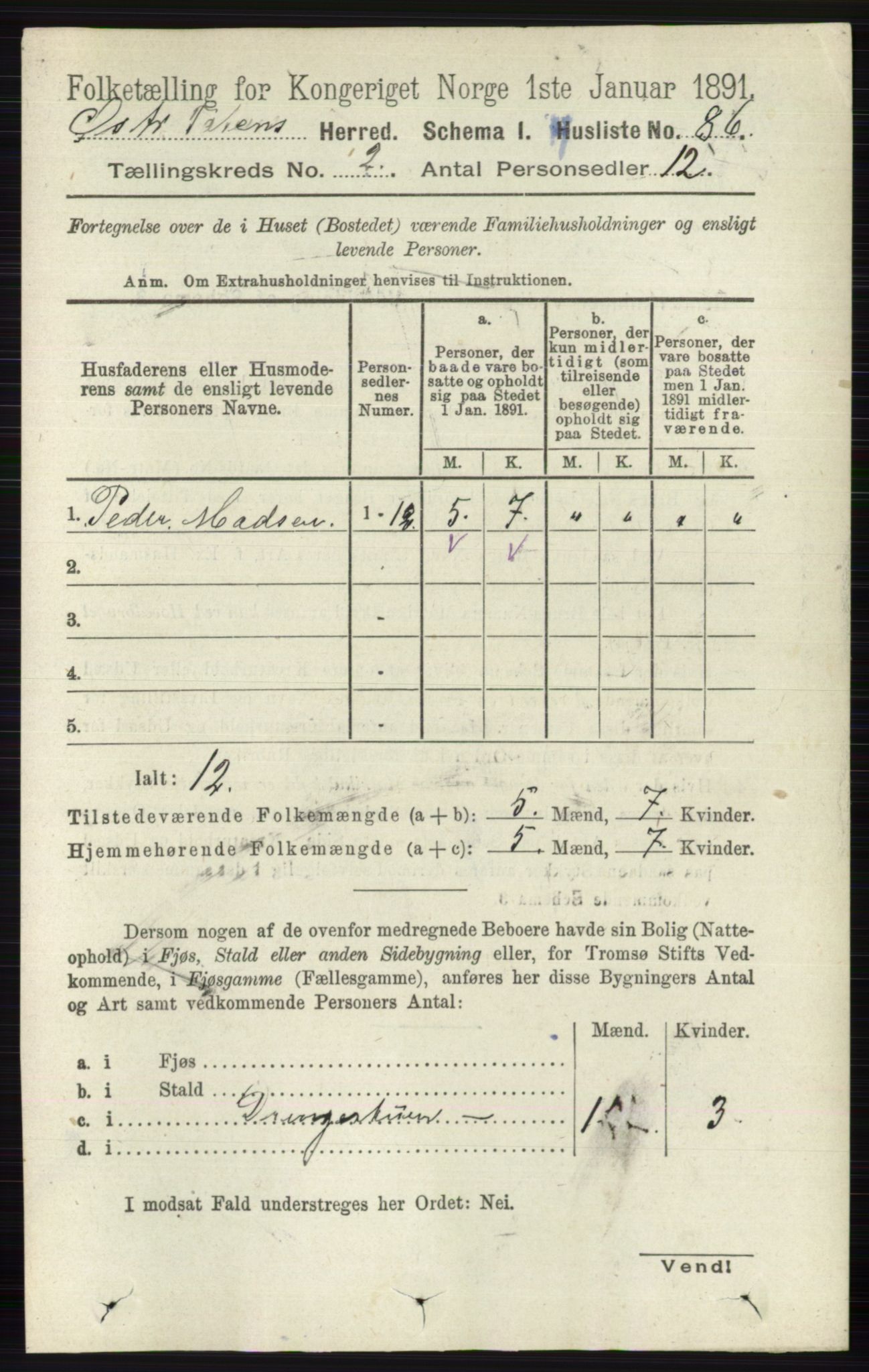 RA, 1891 census for 0528 Østre Toten, 1891, p. 764