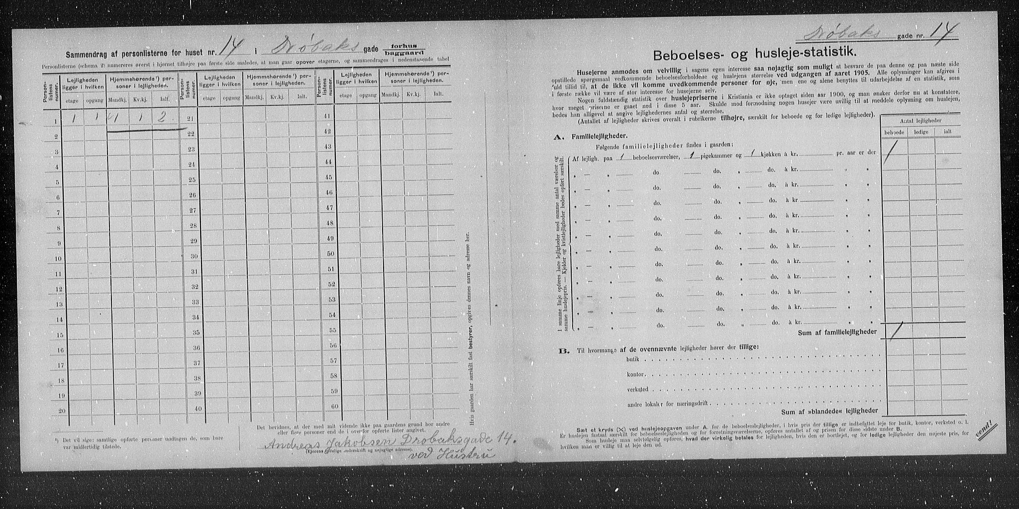 OBA, Municipal Census 1905 for Kristiania, 1905, p. 9096