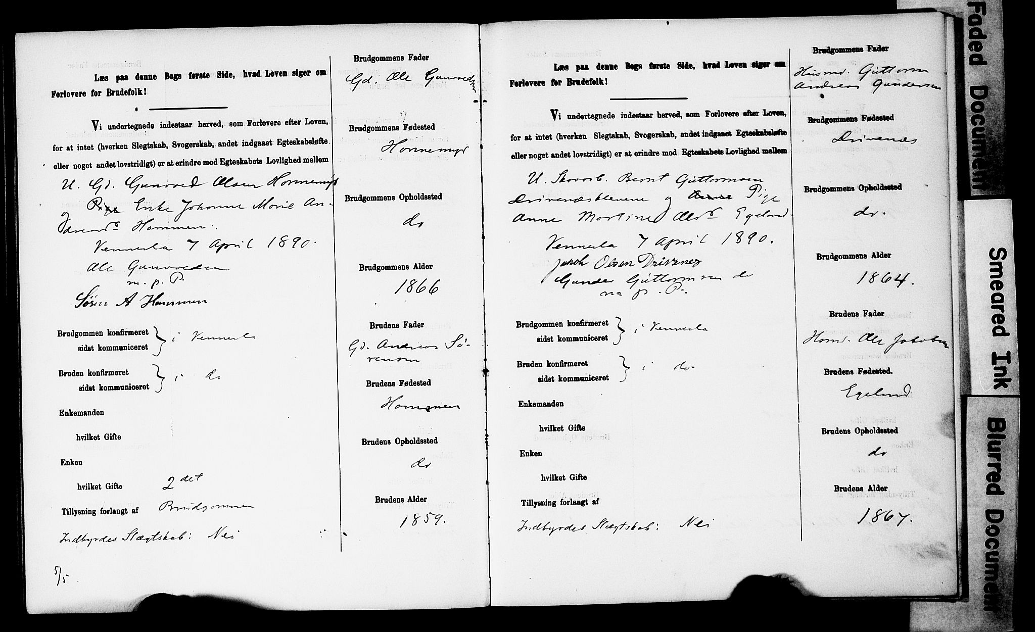 Vennesla sokneprestkontor, AV/SAK-1111-0045/J/L0032/0003: Banns register no. II 5 1, 1886-1892, p. 47