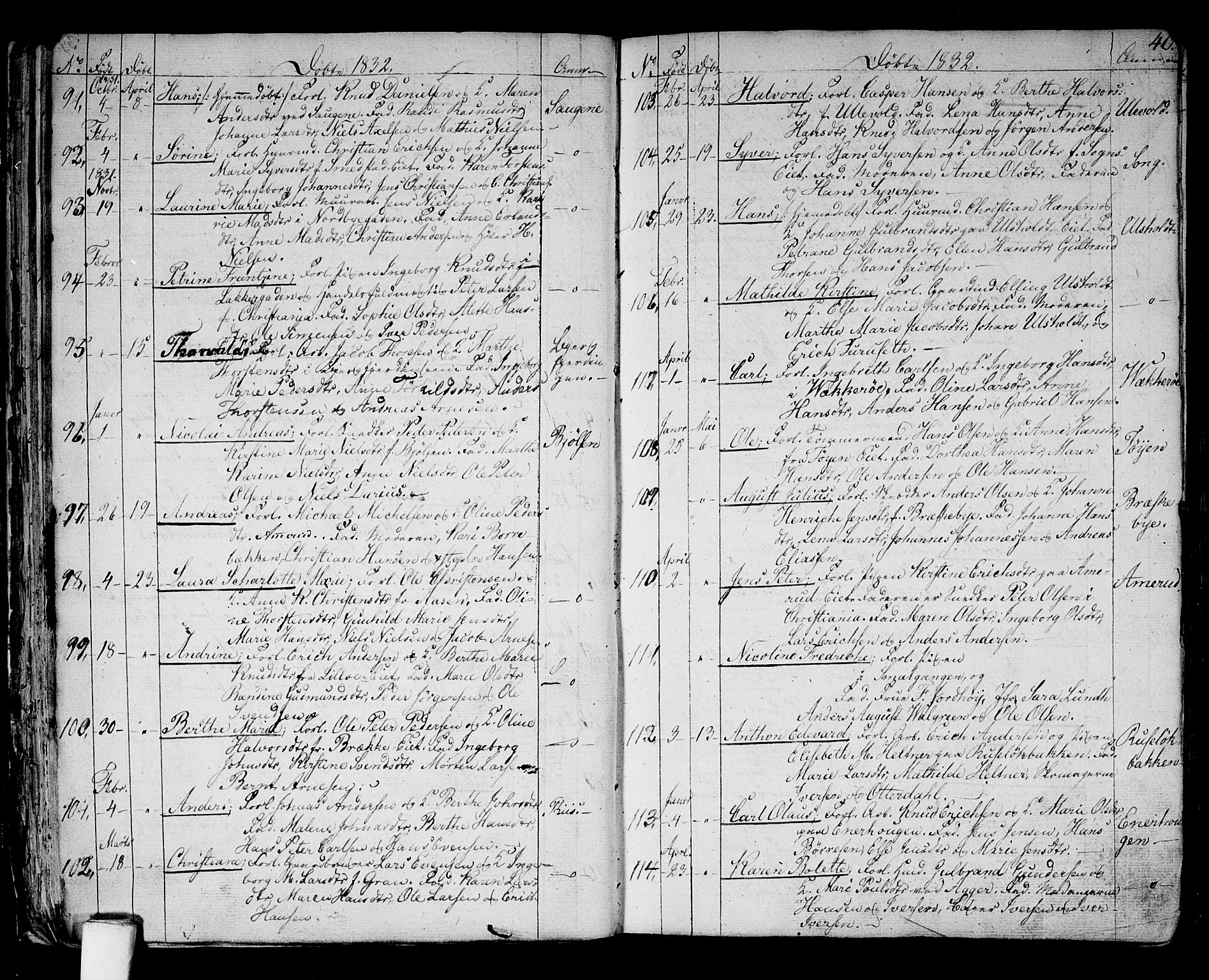 Aker prestekontor kirkebøker, AV/SAO-A-10861/G/L0006: Parish register (copy) no. 6, 1830-1838, p. 40