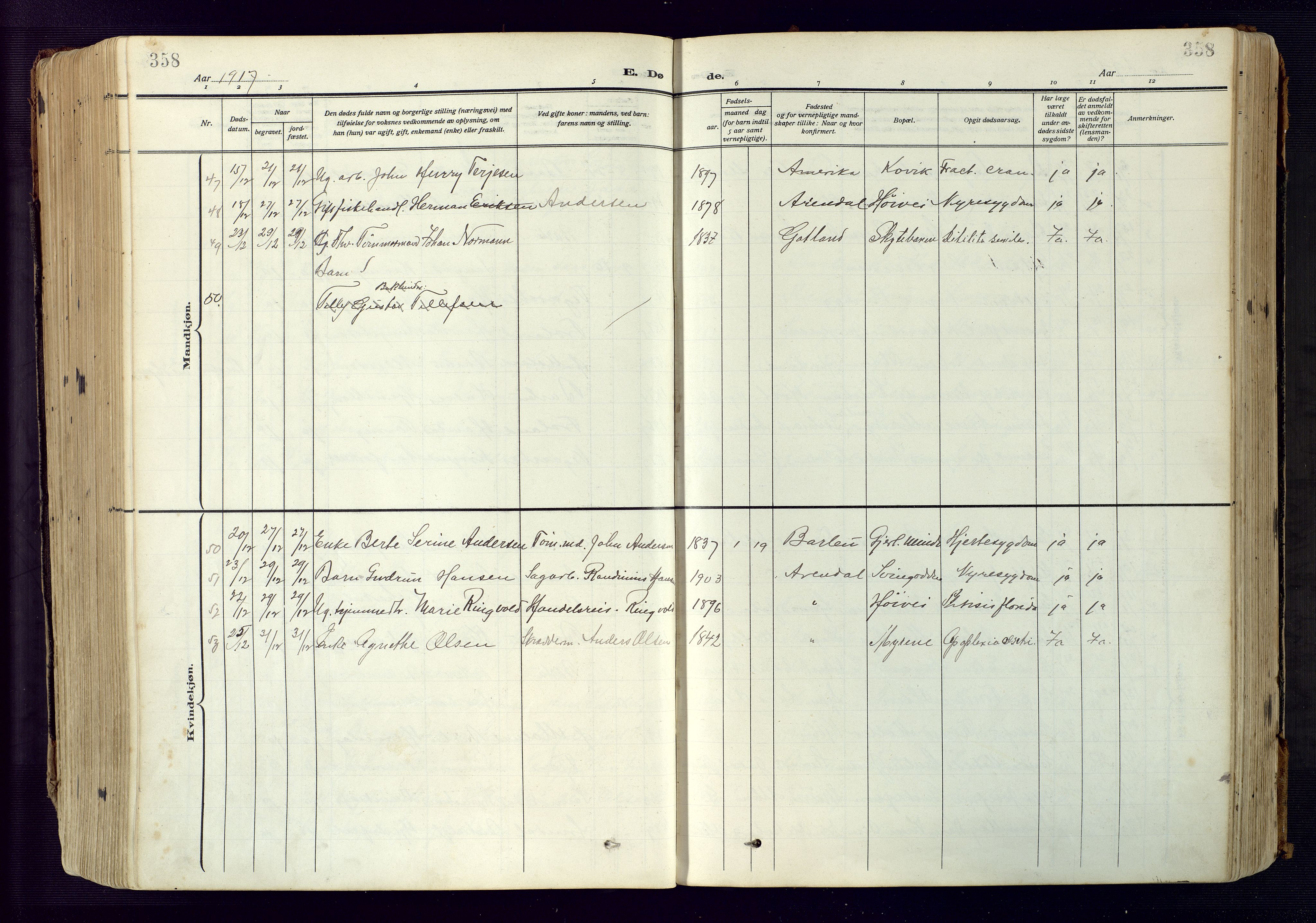 Barbu sokneprestkontor, AV/SAK-1111-0003/F/Fa/L0006: Parish register (official) no. A 6, 1910-1929, p. 358