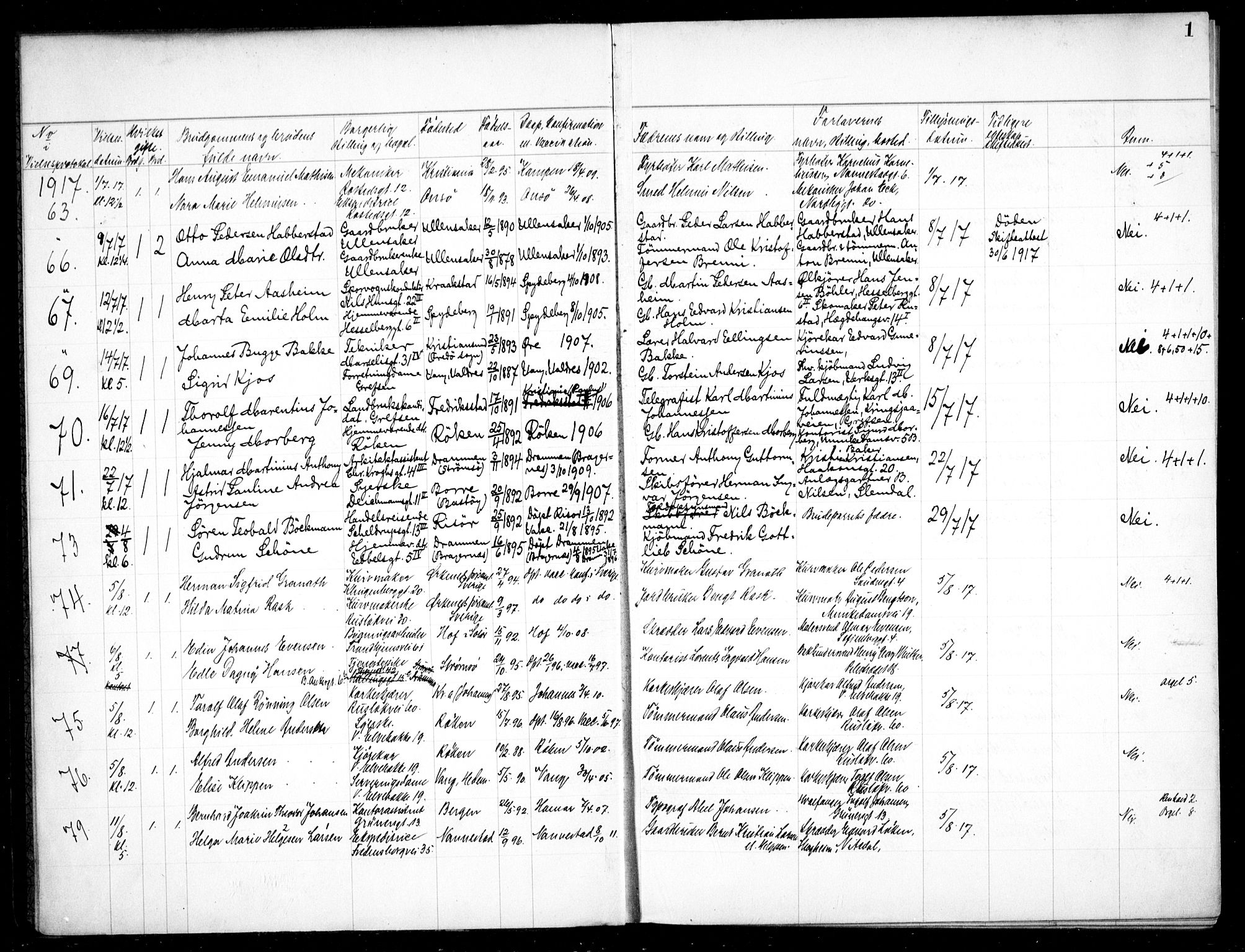 Jakob prestekontor Kirkebøker, SAO/A-10850/H/Ha/L0001: Banns register no. 1, 1917-1938, p. 1