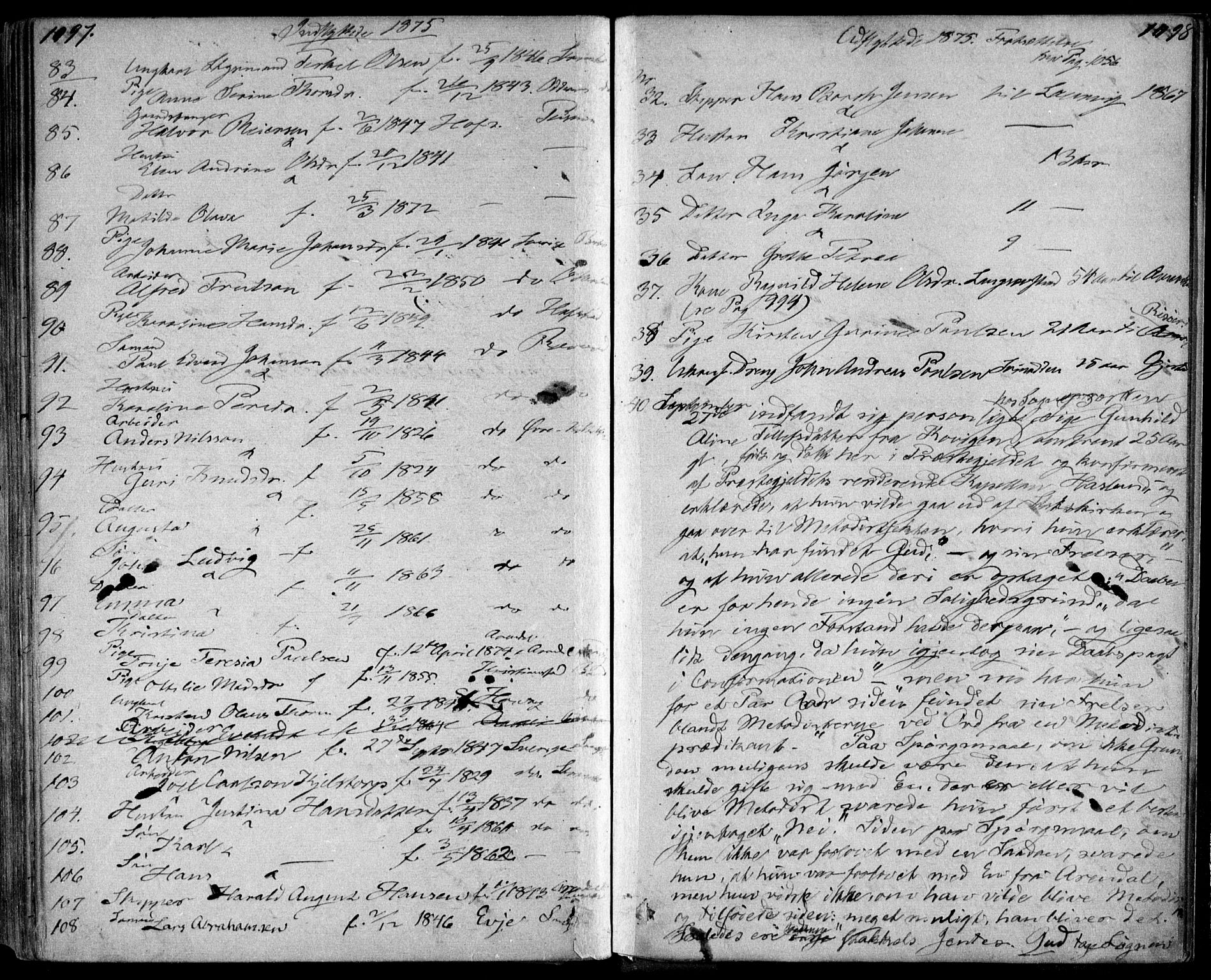 Tromøy sokneprestkontor, AV/SAK-1111-0041/F/Fa/L0008: Parish register (official) no. A 8, 1870-1877, p. 1097-1098