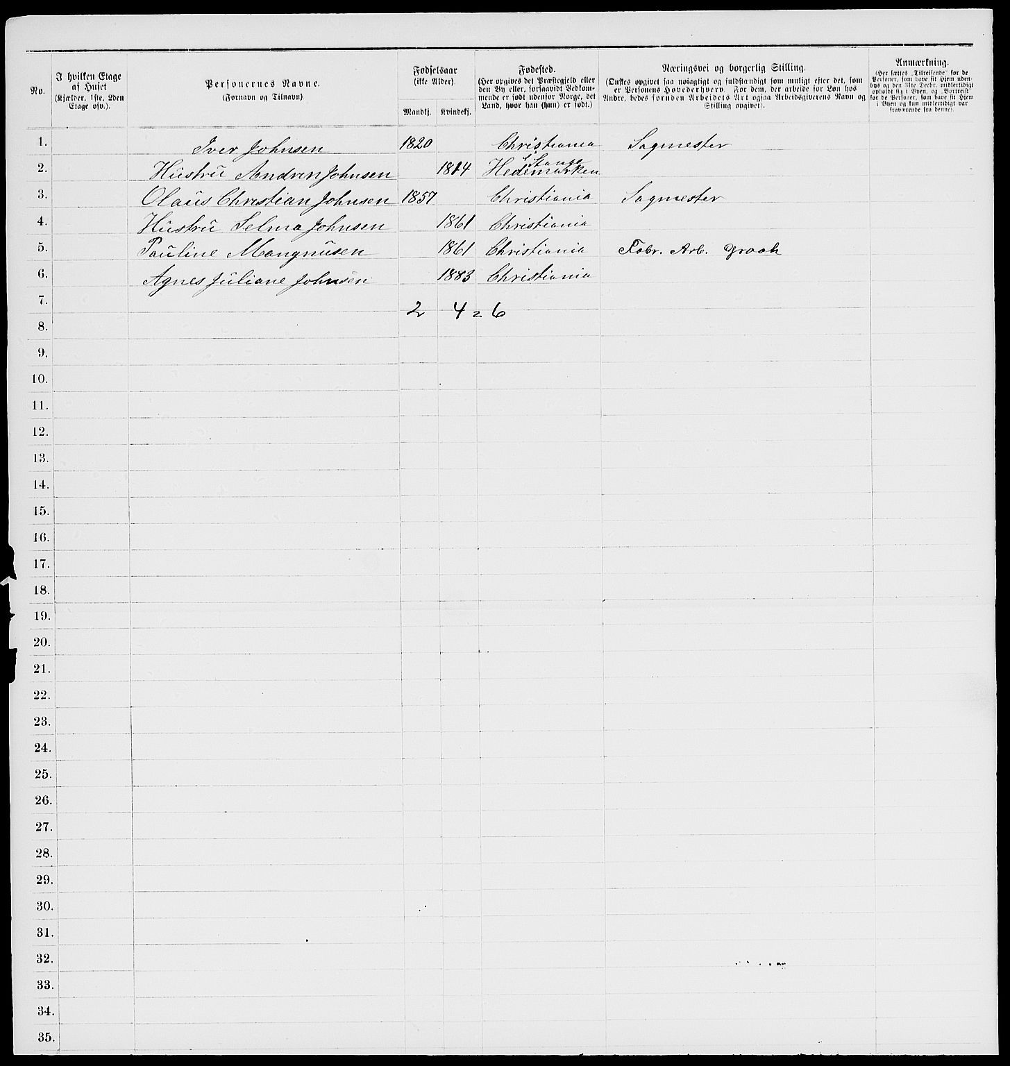 RA, 1885 census for 0301 Kristiania, 1885, p. 6662