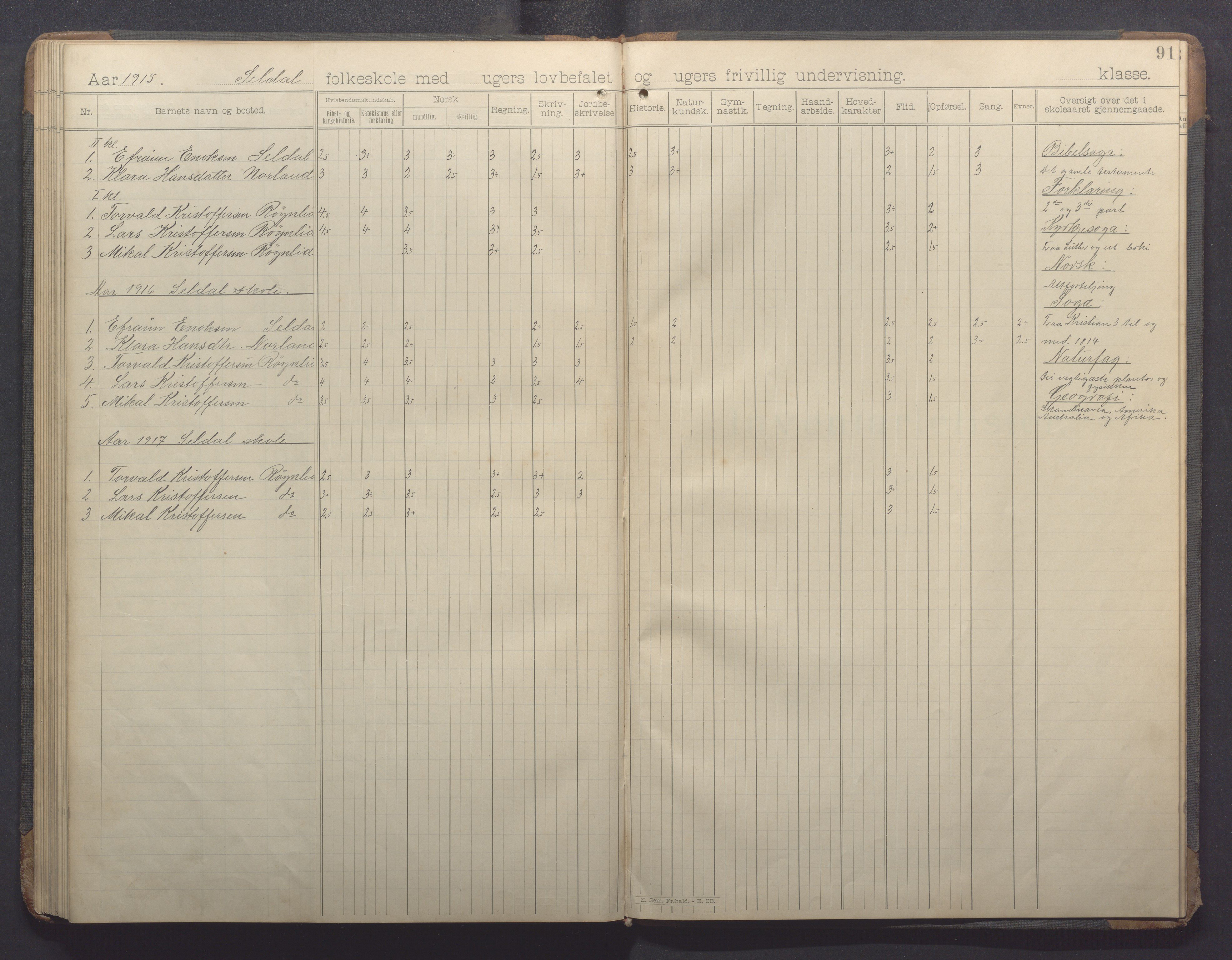 Høle kommune - Oltesvik skole, IKAR/K-100031/H/L0001: Skoleprotokoll, 1894-1915, p. 91