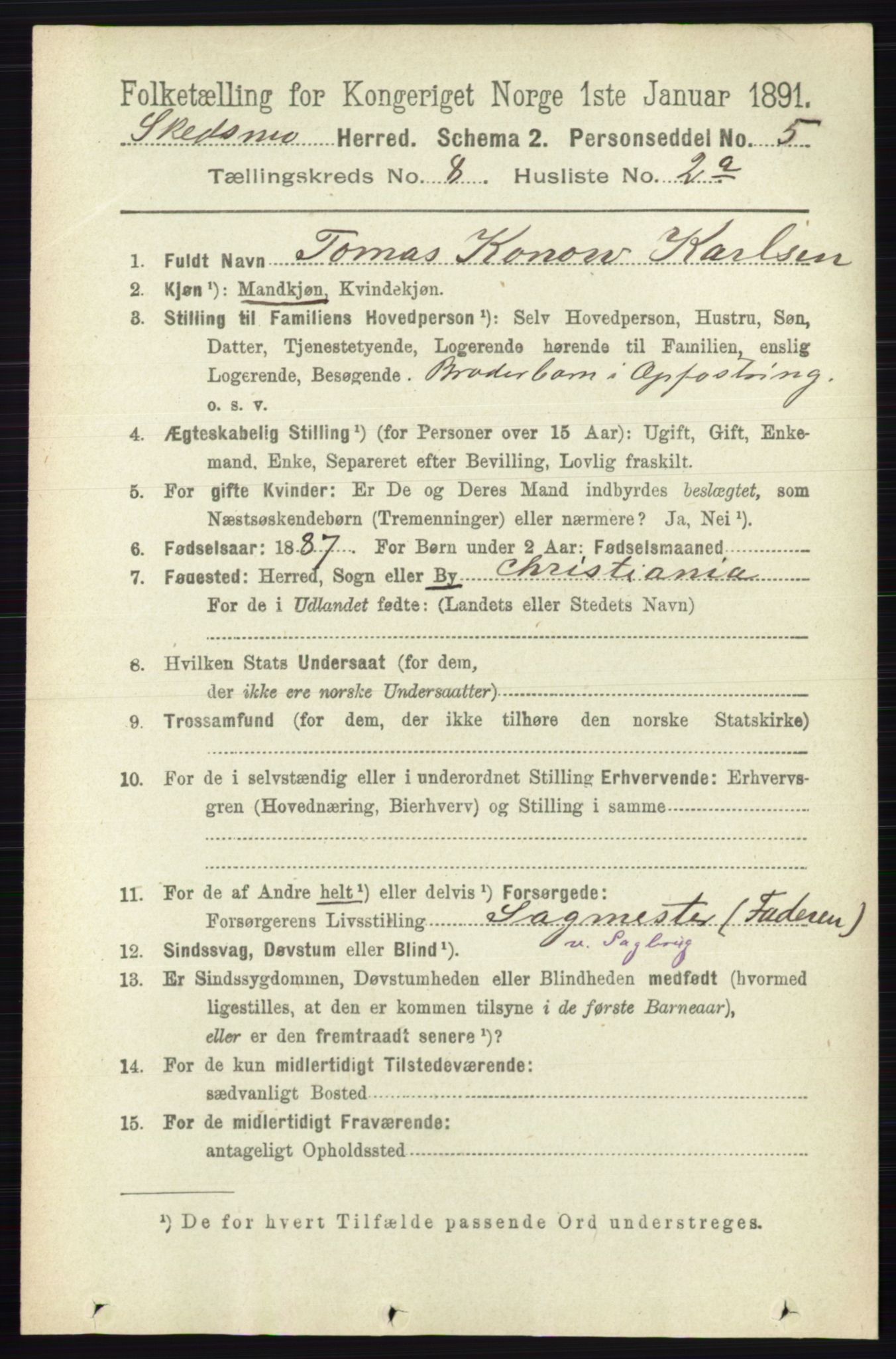 RA, 1891 census for 0231 Skedsmo, 1891, p. 3933