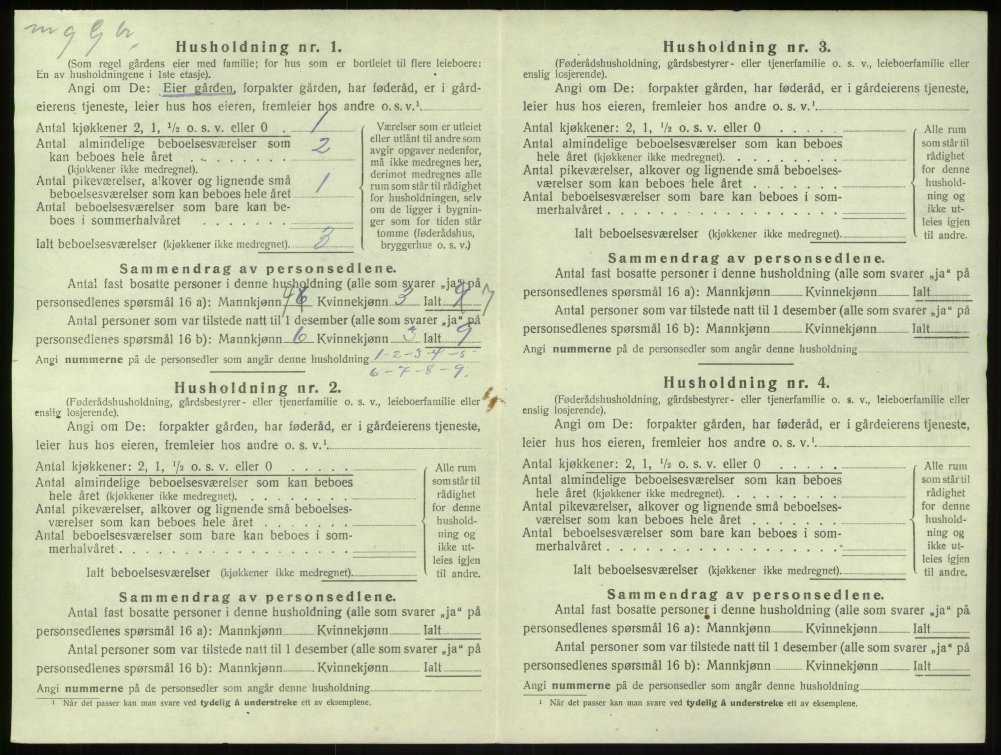 SAB, 1920 census for Modalen, 1920, p. 46