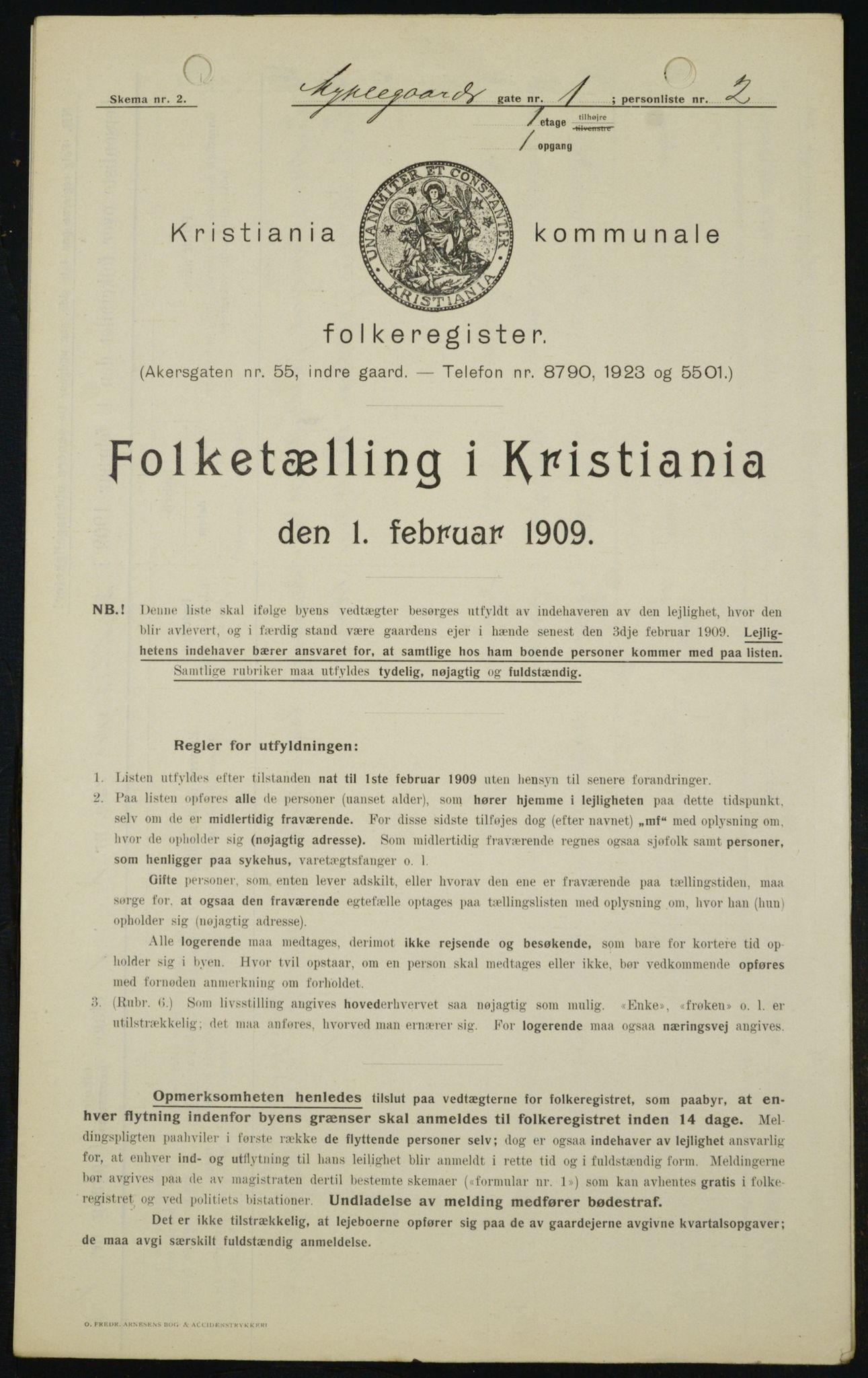 OBA, Municipal Census 1909 for Kristiania, 1909, p. 61691