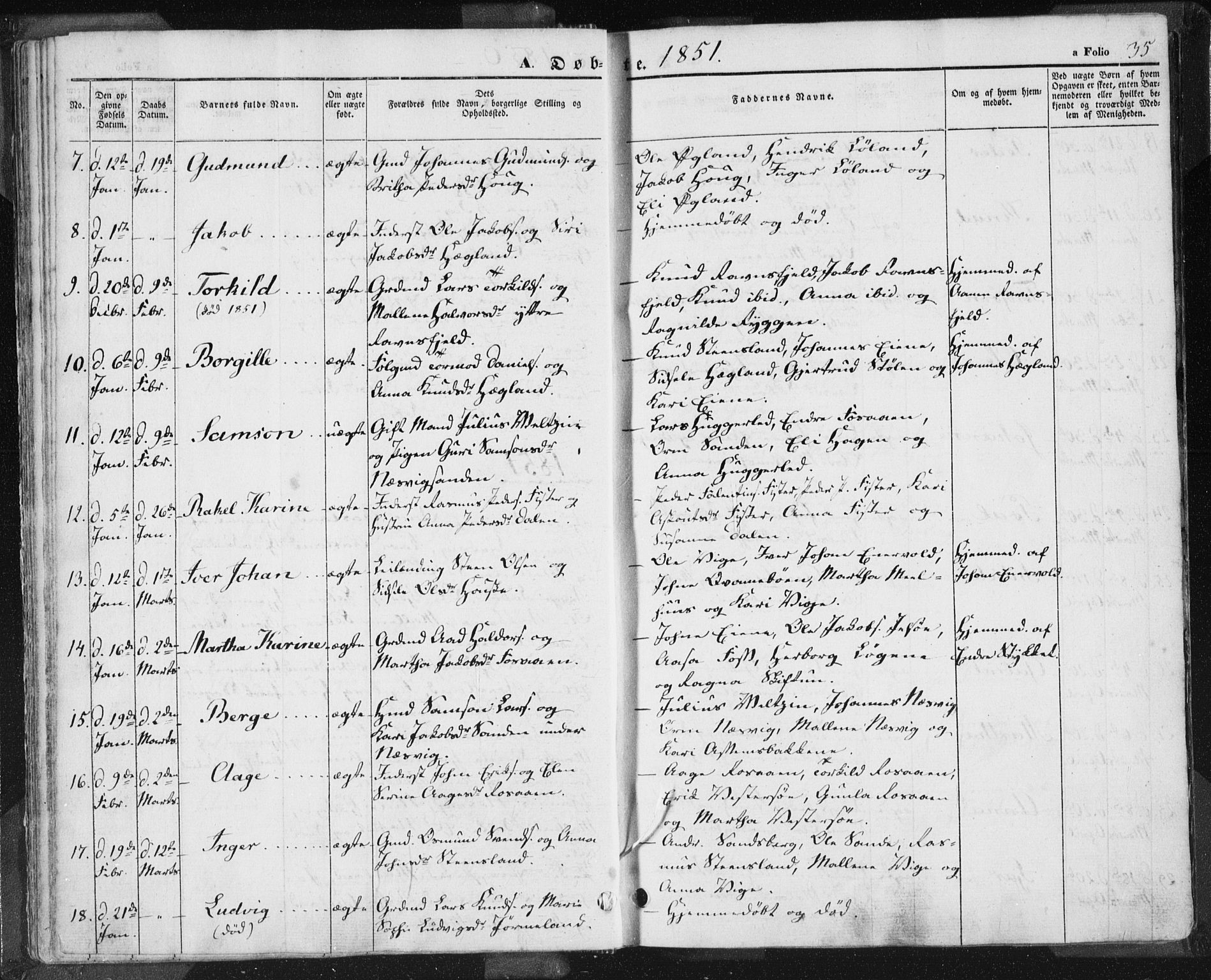 Hjelmeland sokneprestkontor, AV/SAST-A-101843/01/IV/L0009: Parish register (official) no. A 9, 1846-1860, p. 35