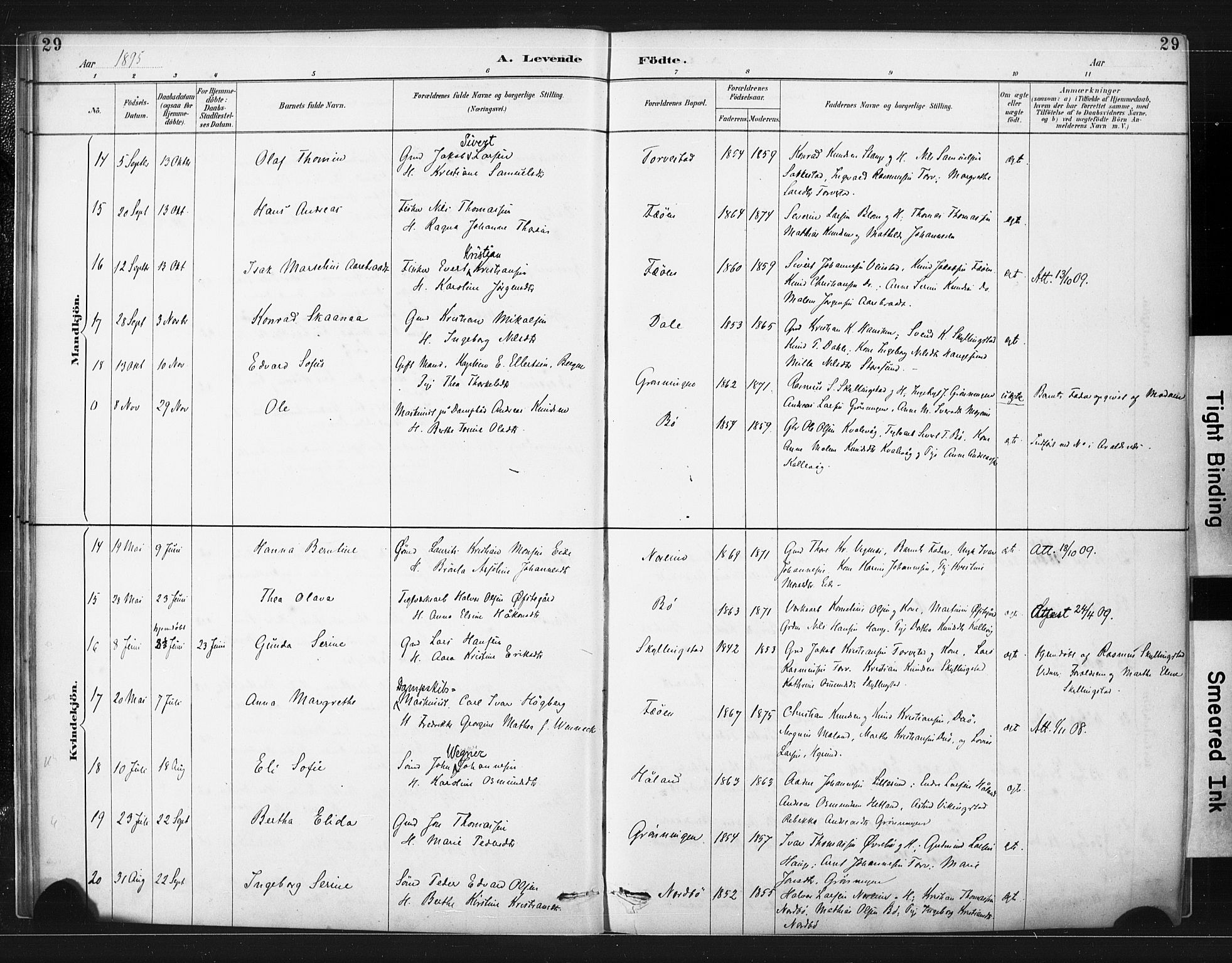 Torvastad sokneprestkontor, AV/SAST-A -101857/H/Ha/Haa/L0015: Parish register (official) no. A 14, 1888-1899, p. 29