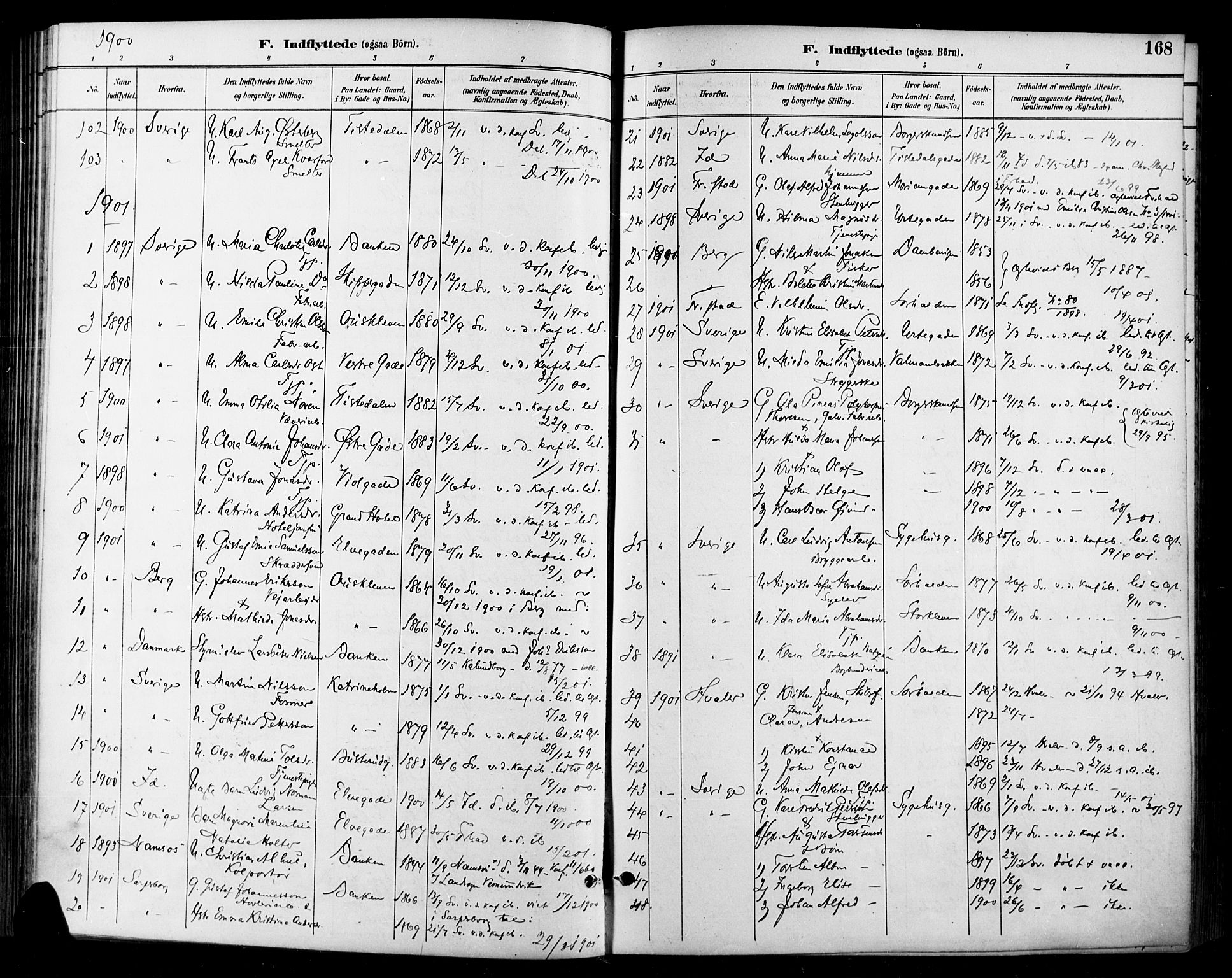 Halden prestekontor Kirkebøker, SAO/A-10909/F/Fa/L0014: Parish register (official) no. I 14, 1890-1906, p. 168