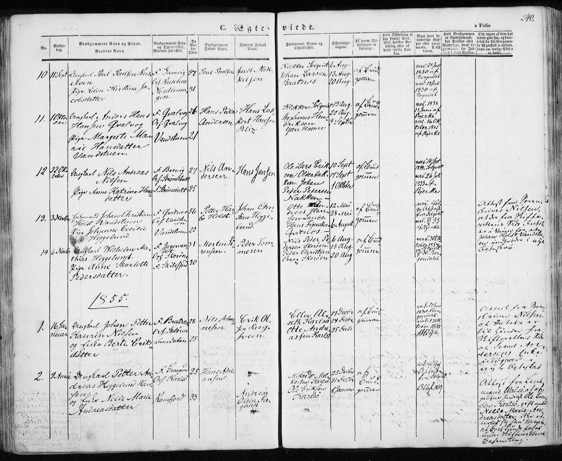 Karlsøy sokneprestembete, SATØ/S-1299/H/Ha/Haa/L0003kirke: Parish register (official) no. 3, 1843-1860, p. 240