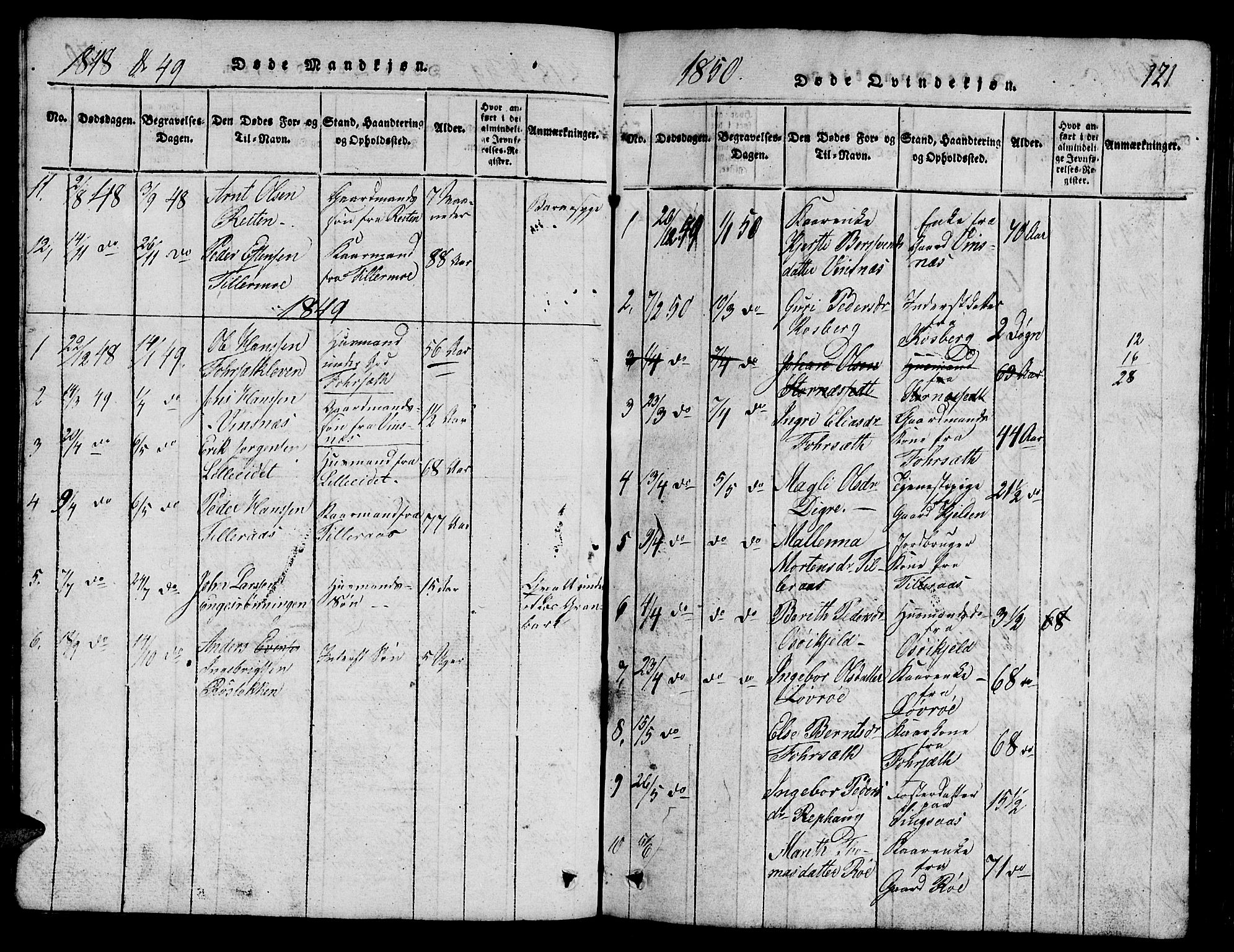 Ministerialprotokoller, klokkerbøker og fødselsregistre - Sør-Trøndelag, SAT/A-1456/688/L1026: Parish register (copy) no. 688C01, 1817-1860, p. 121