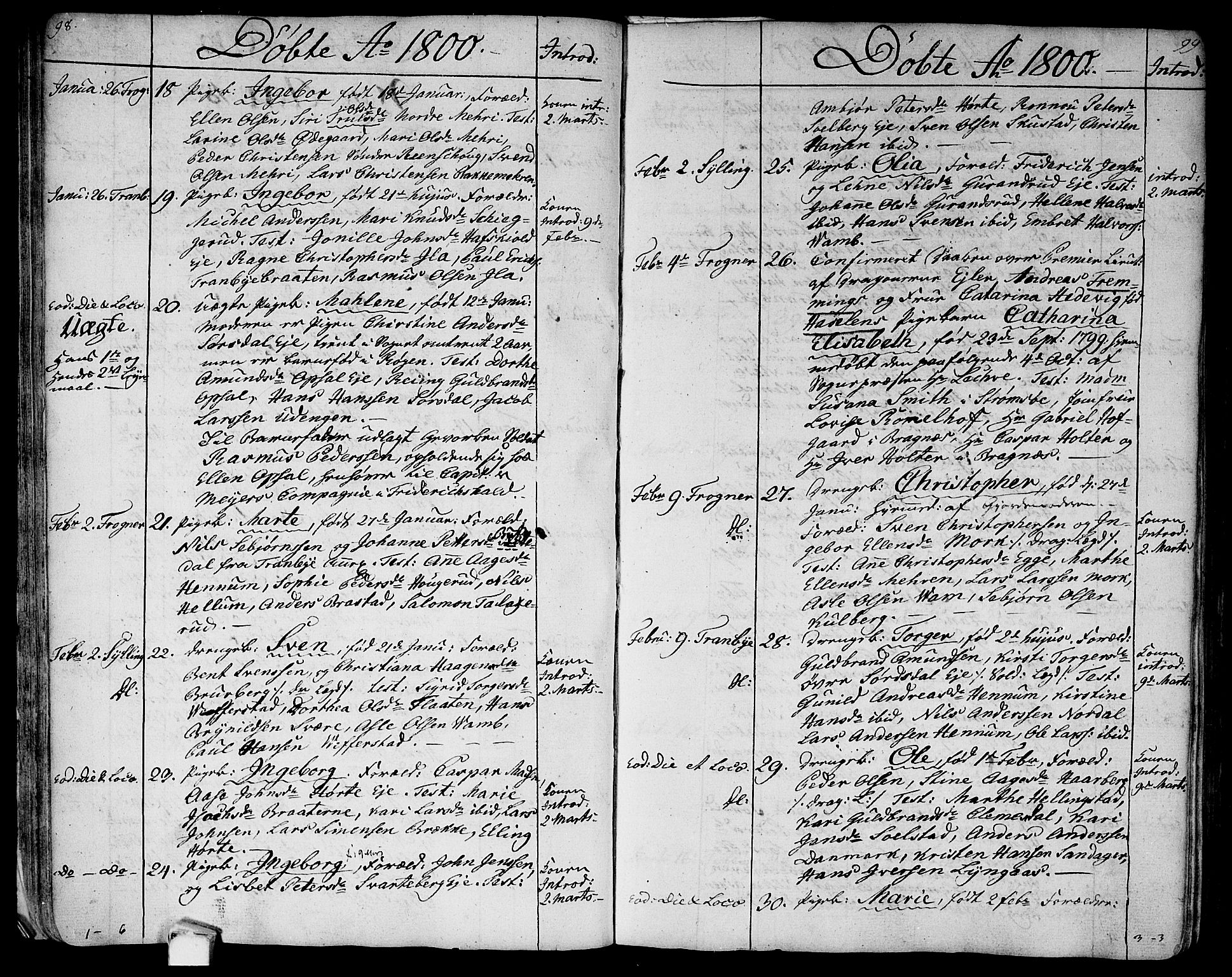 Lier kirkebøker, SAKO/A-230/F/Fa/L0007: Parish register (official) no. I 7, 1794-1813, p. 98-99