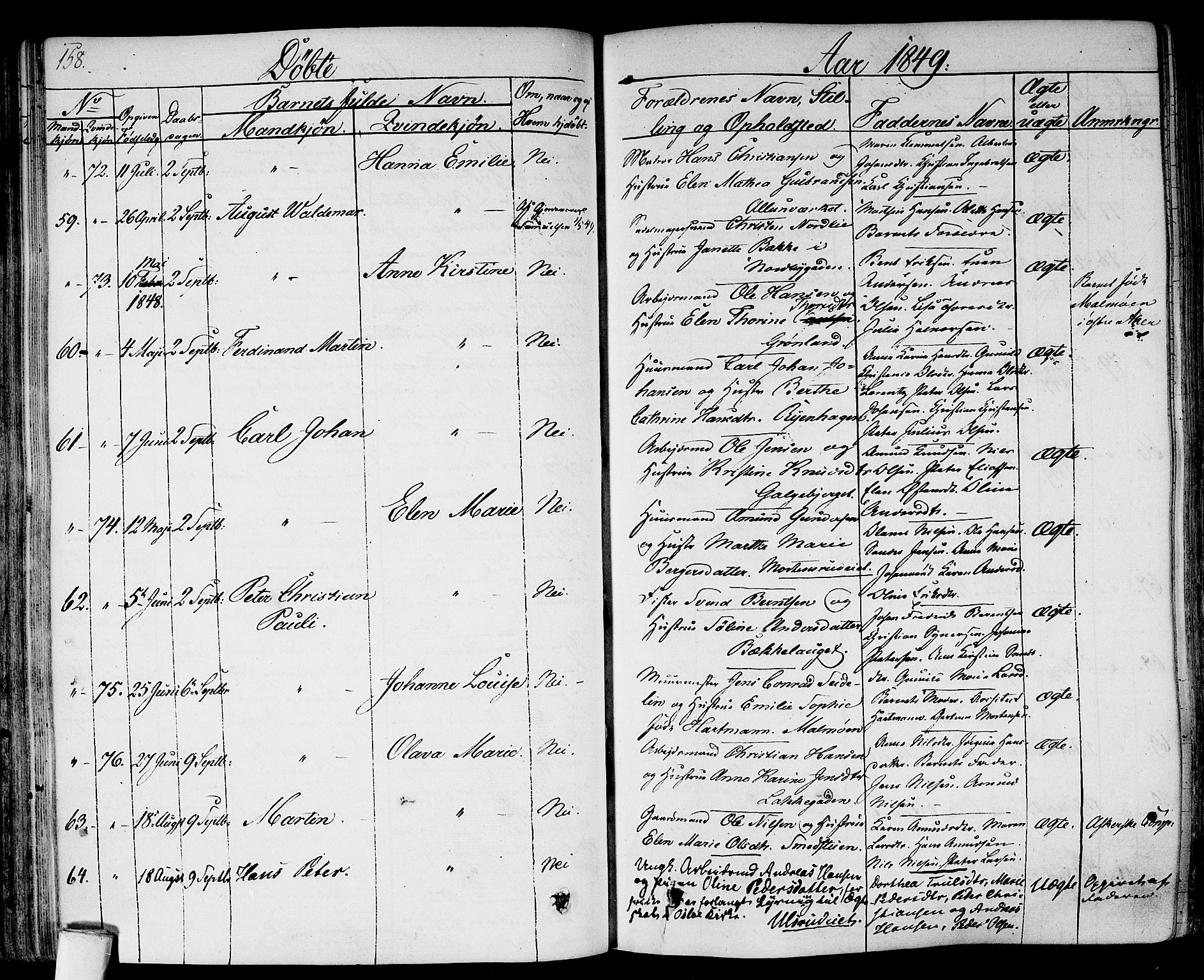 Gamlebyen prestekontor Kirkebøker, AV/SAO-A-10884/F/Fa/L0003: Parish register (official) no. 3, 1829-1849, p. 158