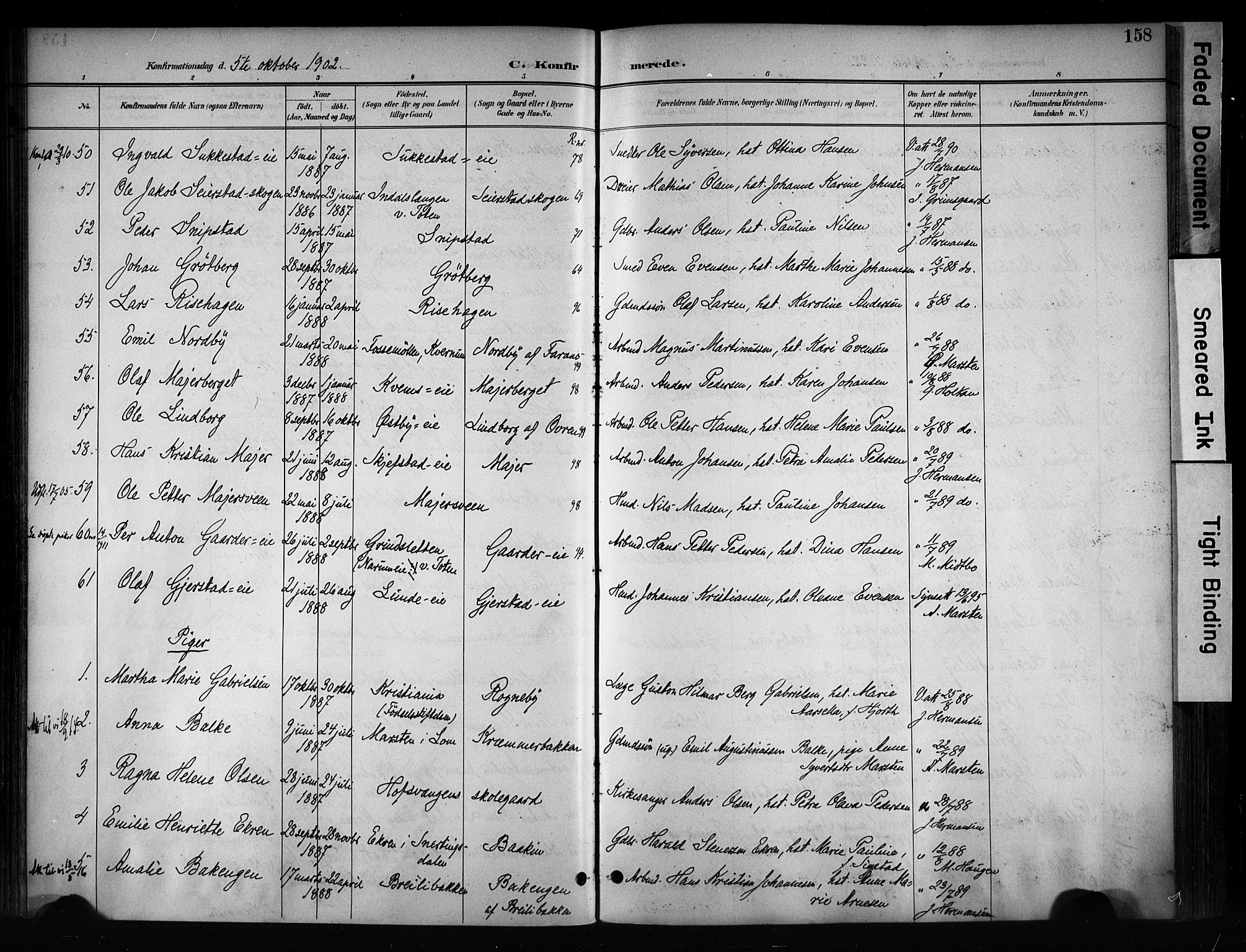 Østre Toten prestekontor, AV/SAH-PREST-104/H/Ha/Haa/L0008: Parish register (official) no. 8, 1897-1909, p. 158