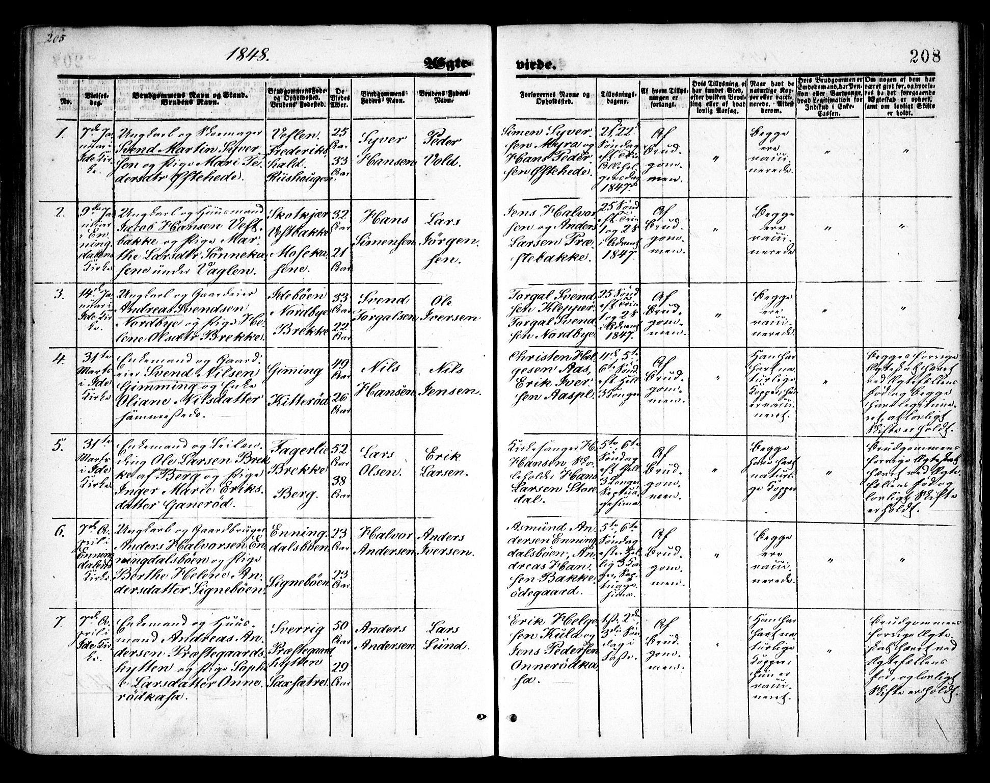 Idd prestekontor Kirkebøker, SAO/A-10911/F/Fc/L0004a: Parish register (official) no. III 4A, 1848-1860, p. 208