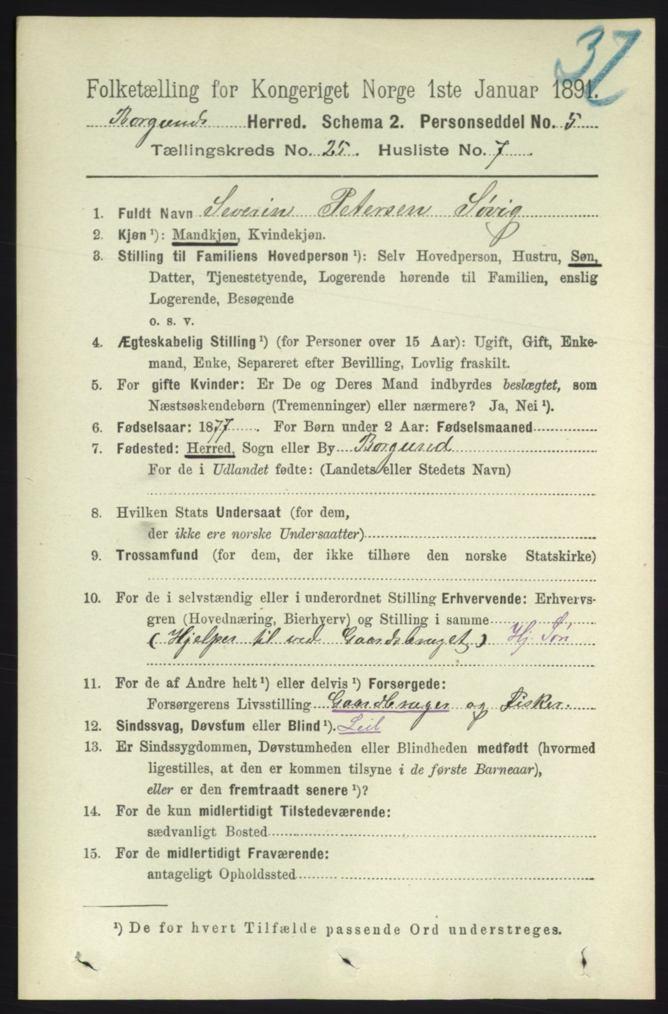 RA, 1891 census for 1531 Borgund, 1891, p. 7301