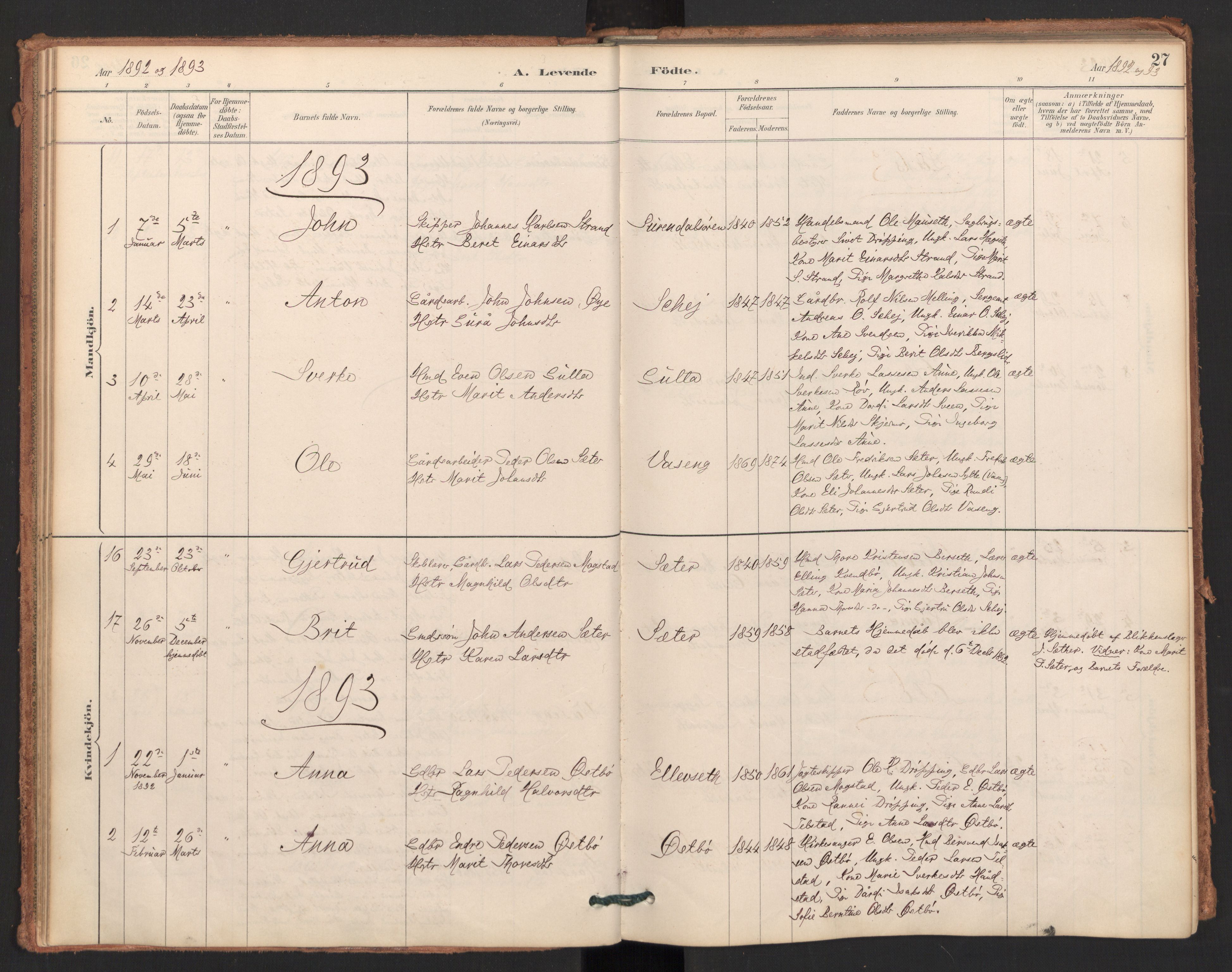 Ministerialprotokoller, klokkerbøker og fødselsregistre - Møre og Romsdal, AV/SAT-A-1454/596/L1056: Parish register (official) no. 596A01, 1885-1900, p. 27