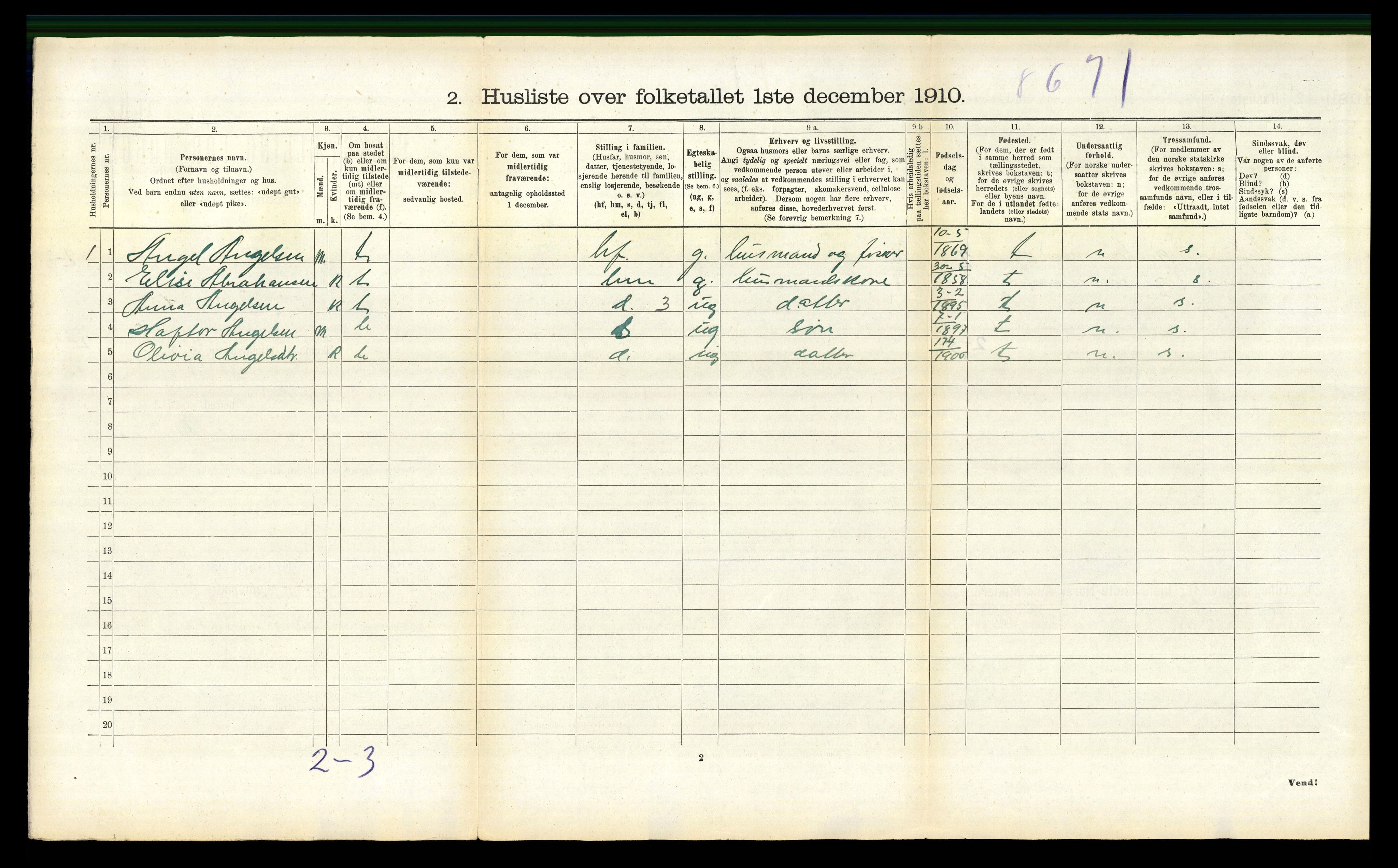 RA, 1910 census for Flakstad, 1910, p. 811