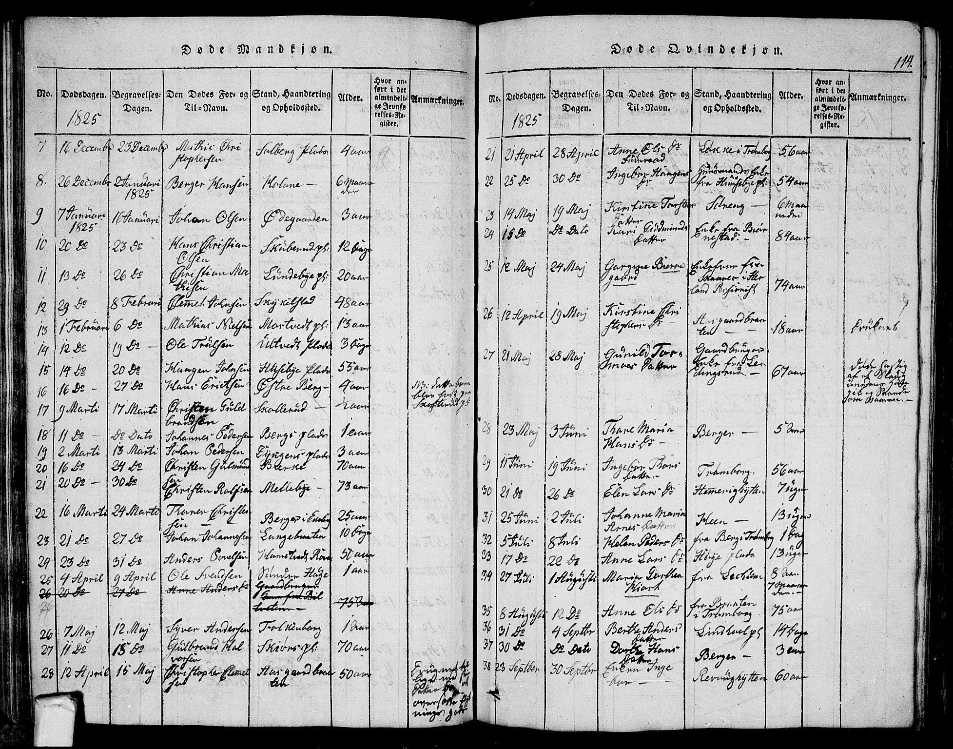 Eidsberg prestekontor Kirkebøker, SAO/A-10905/G/Ga/L0001: Parish register (copy) no. I 1, 1814-1831, p. 114