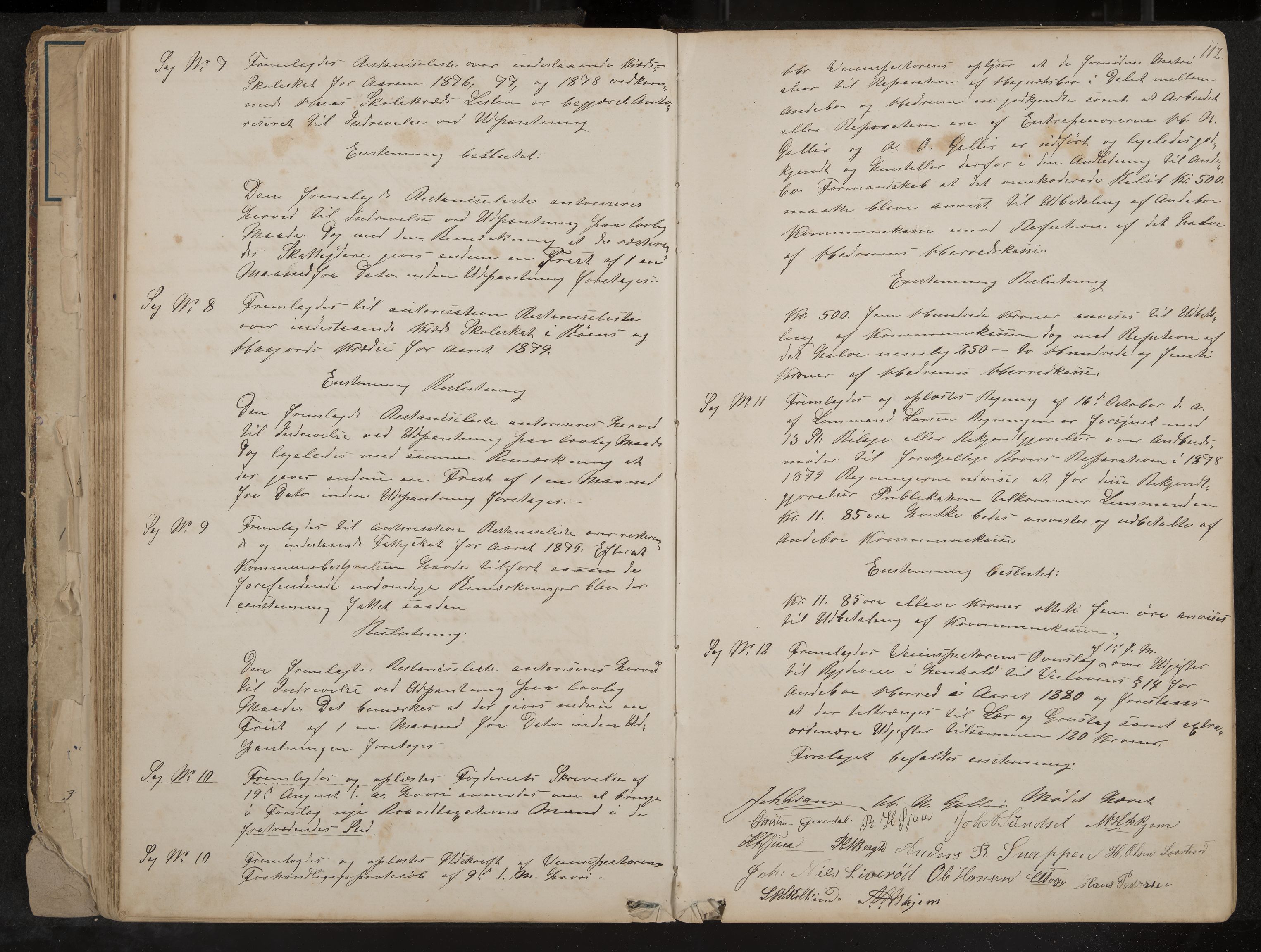 Andebu formannskap og sentraladministrasjon, IKAK/0719021-1/A/Aa/L0002: Møtebok med register, 1869-1891, p. 112