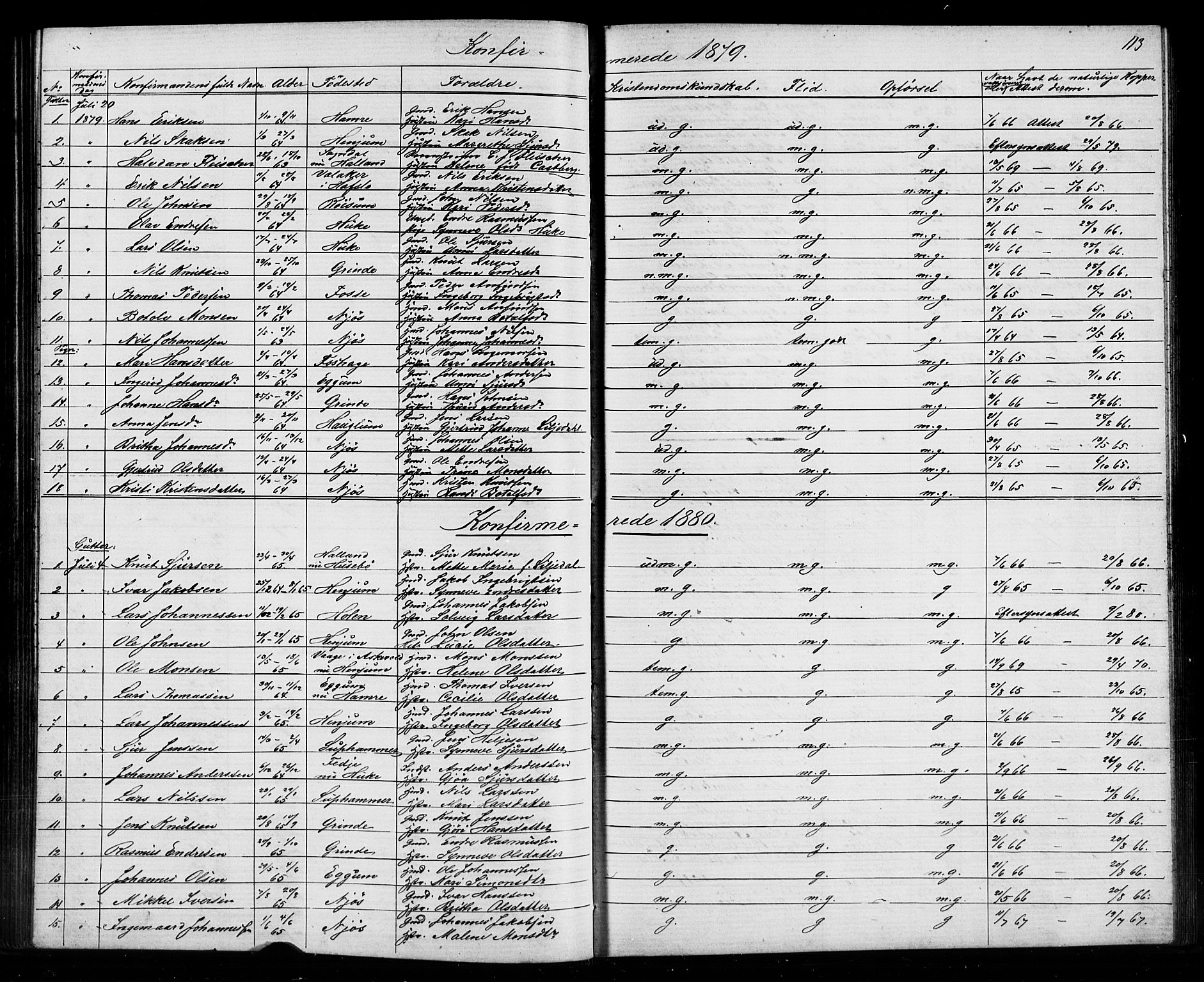 Leikanger sokneprestembete, SAB/A-81001: Parish register (copy) no. A 1, 1873-1916, p. 113