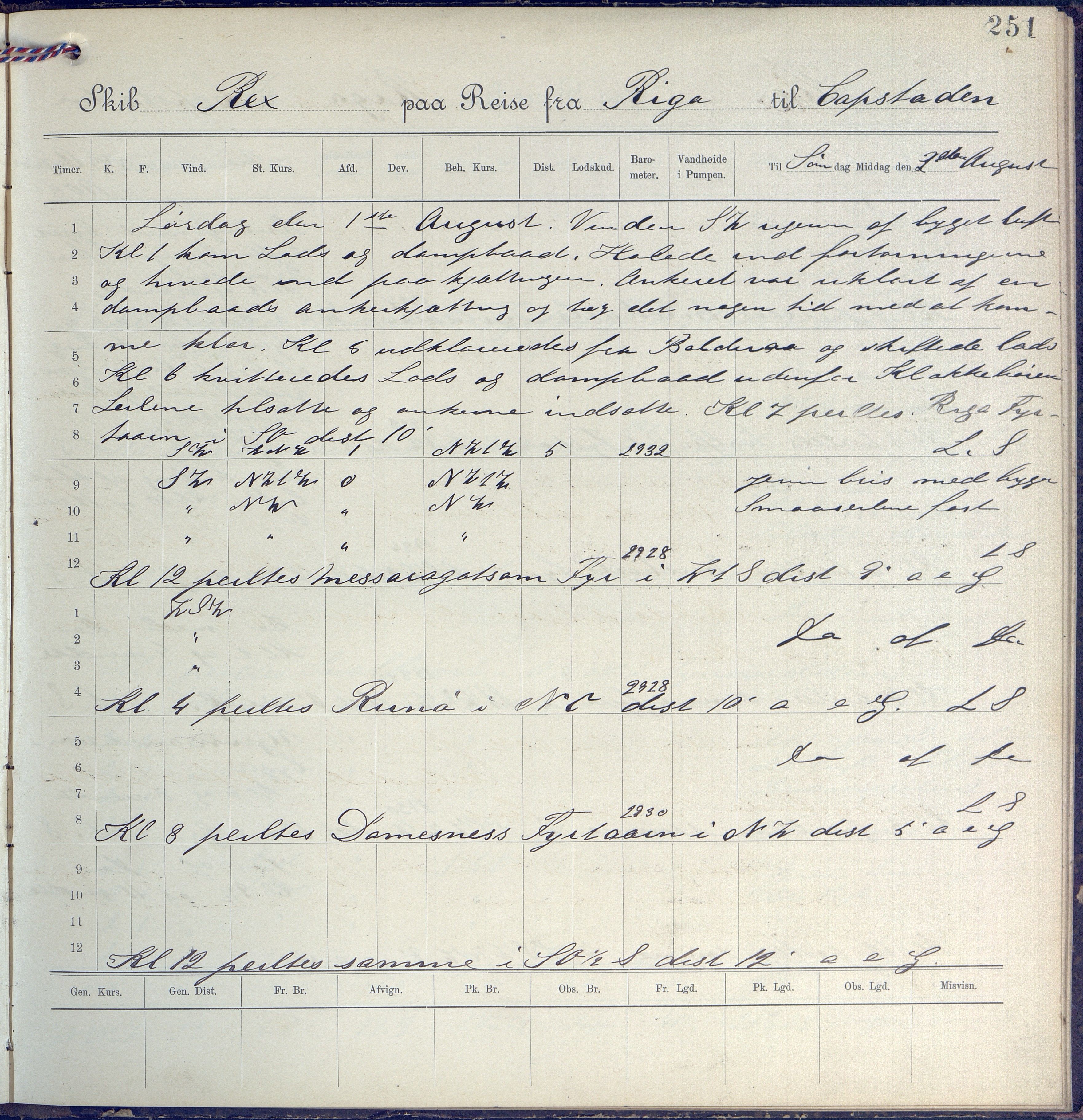 Fartøysarkivet, AAKS/PA-1934/F/L0310: Rex II (bark), 1902-1903, p. 251