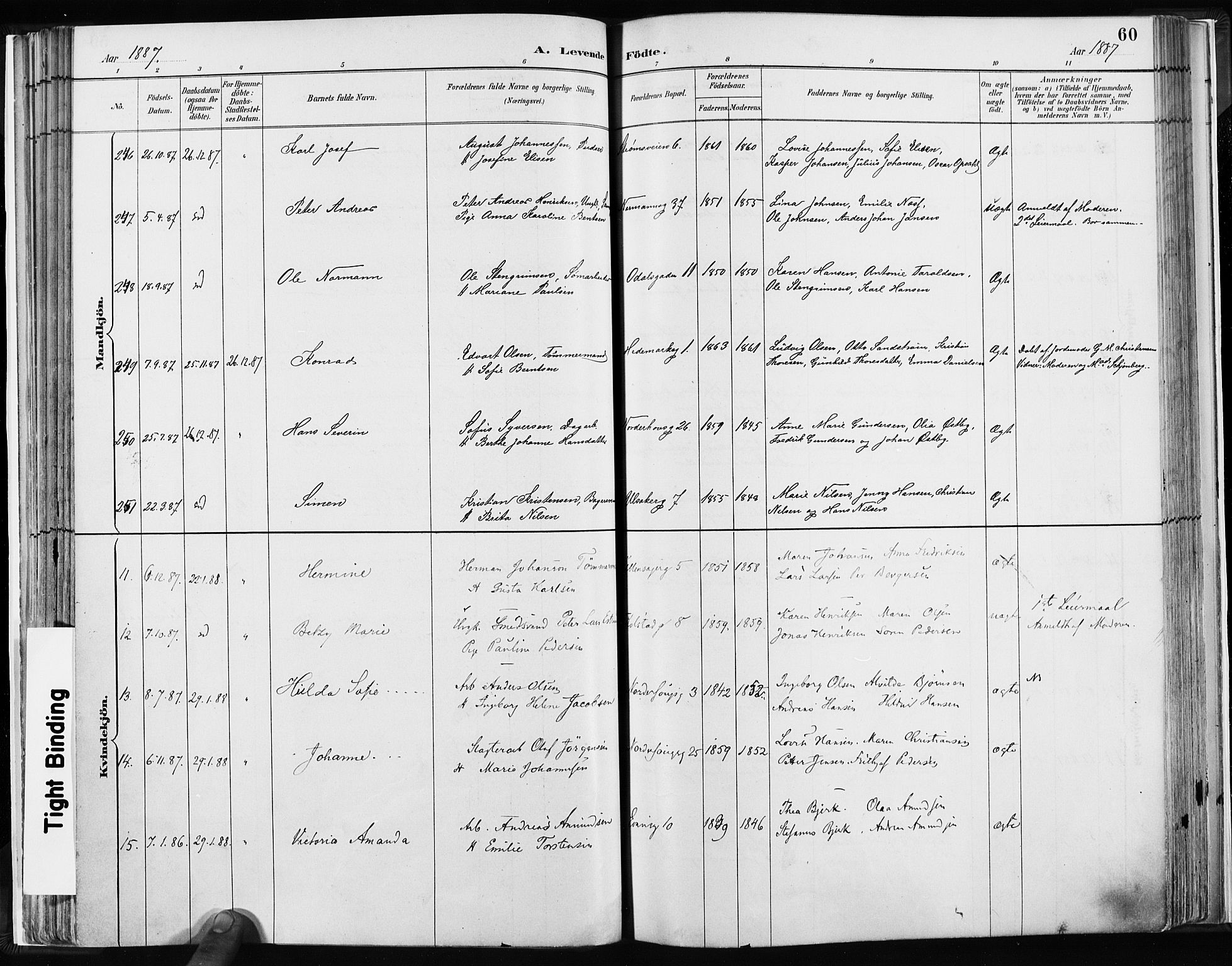 Kampen prestekontor Kirkebøker, SAO/A-10853/F/Fa/L0003: Parish register (official) no. I 3, 1886-1892, p. 60