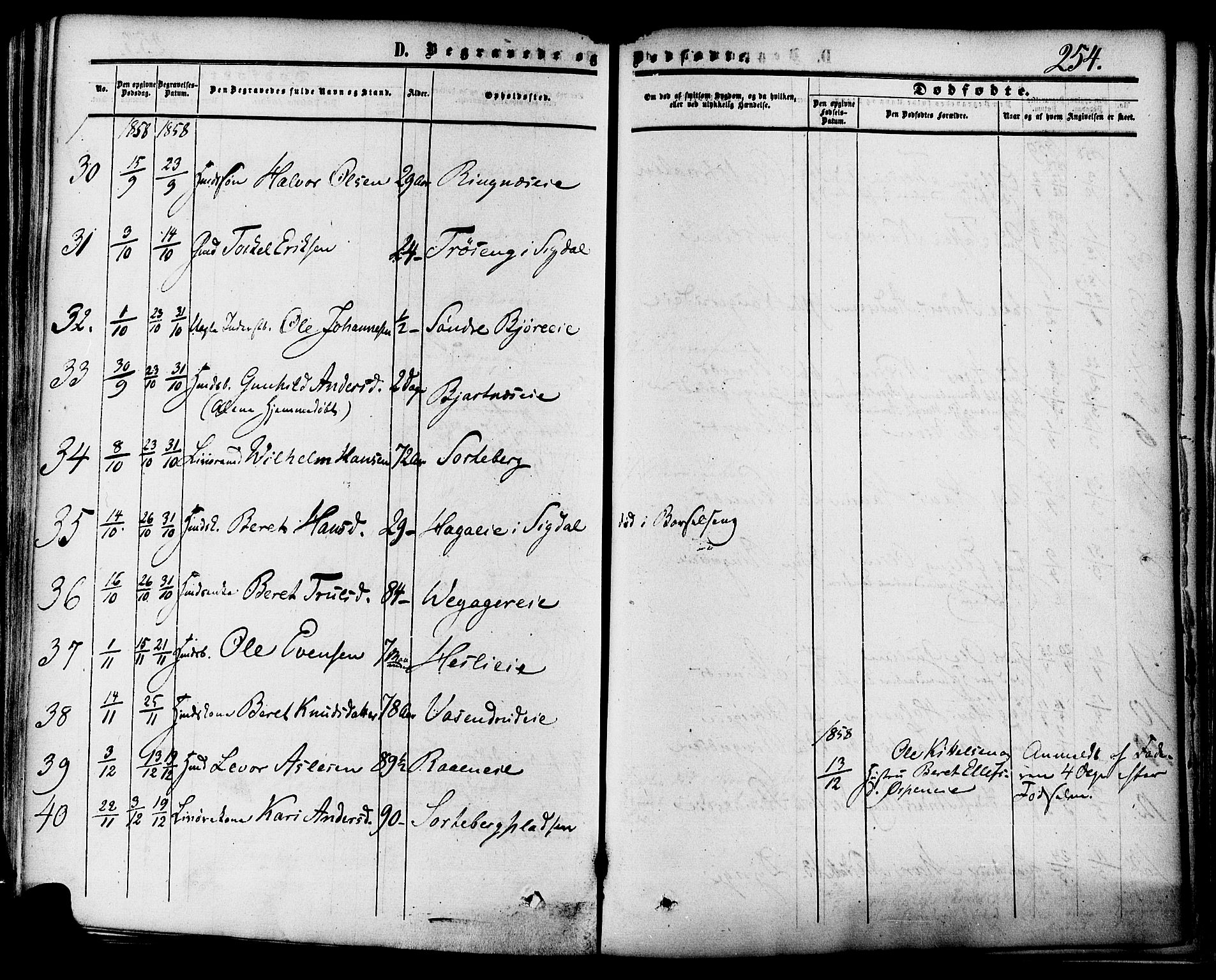 Krødsherad kirkebøker, AV/SAKO-A-19/F/Fa/L0003: Parish register (official) no. 3, 1851-1872, p. 254