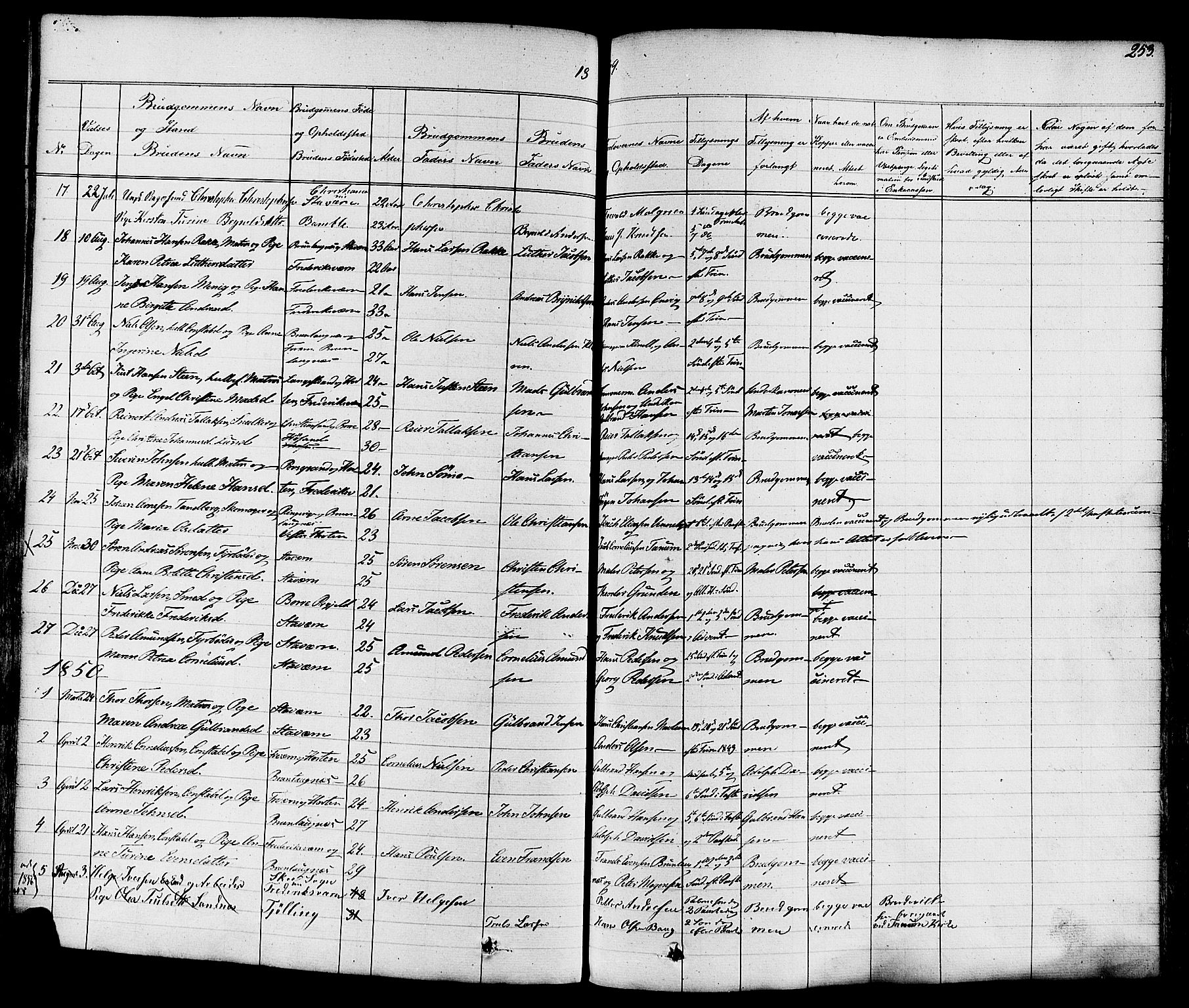 Stavern kirkebøker, AV/SAKO-A-318/F/Fa/L0007: Parish register (official) no. 7, 1840-1877, p. 253