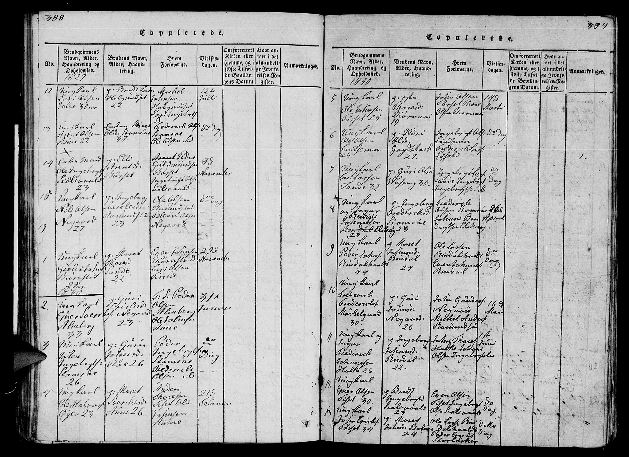 Ministerialprotokoller, klokkerbøker og fødselsregistre - Møre og Romsdal, AV/SAT-A-1454/595/L1050: Parish register (copy) no. 595C02, 1819-1834, p. 388-389