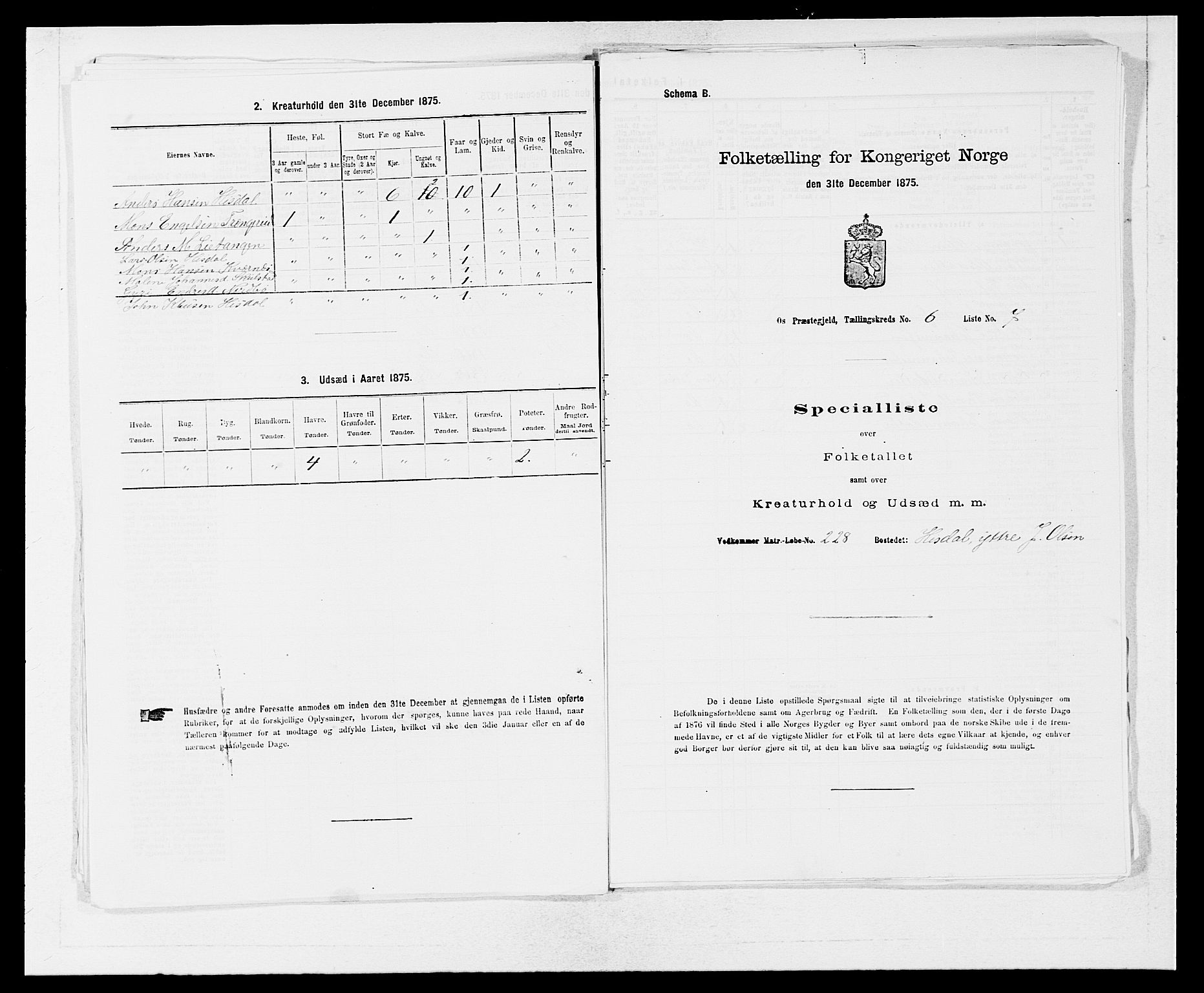 SAB, 1875 census for 1243P Os, 1875, p. 764