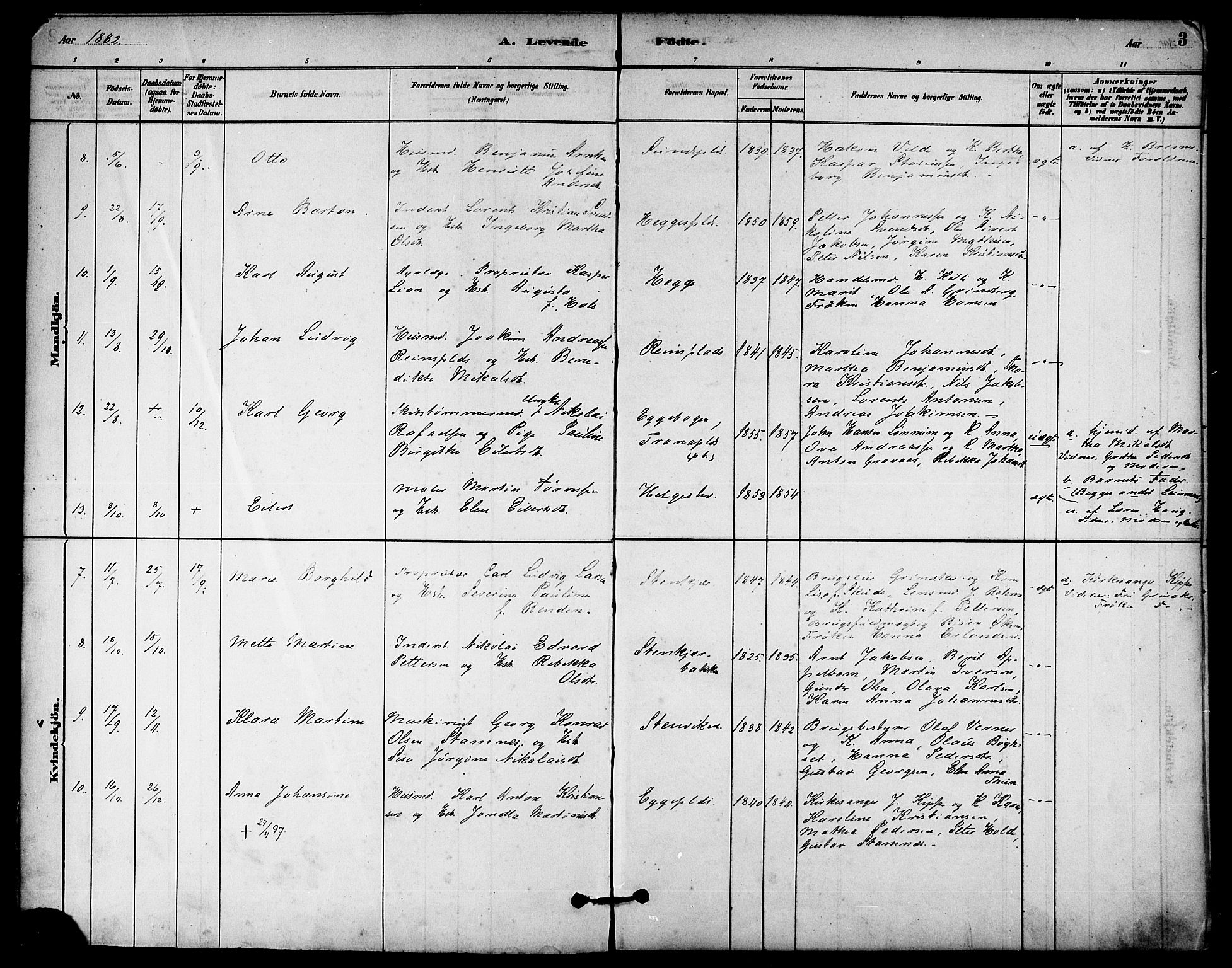 Ministerialprotokoller, klokkerbøker og fødselsregistre - Nord-Trøndelag, SAT/A-1458/740/L0378: Parish register (official) no. 740A01, 1881-1895, p. 3