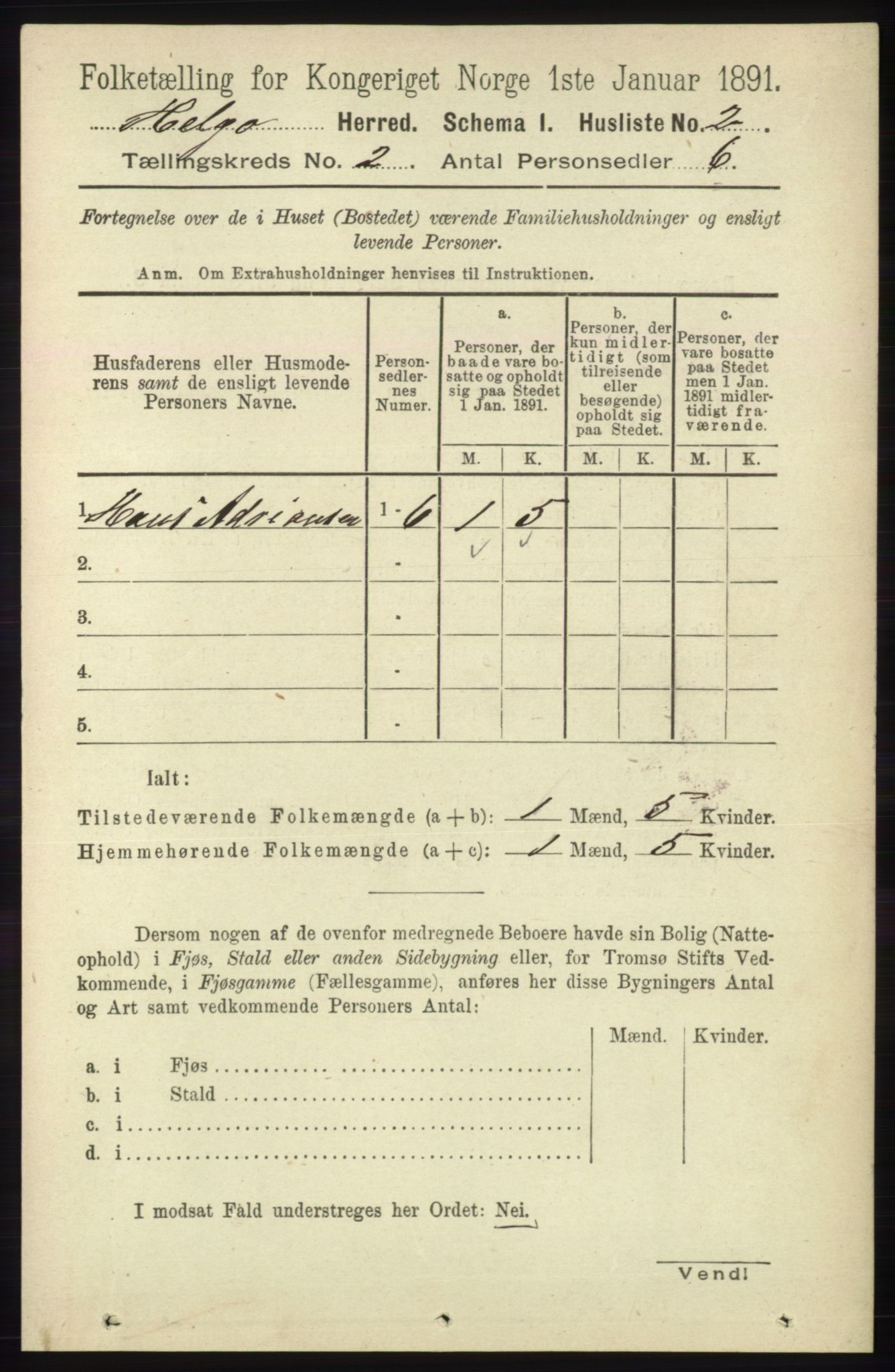 RA, 1891 census for 1935 Helgøy, 1891, p. 15