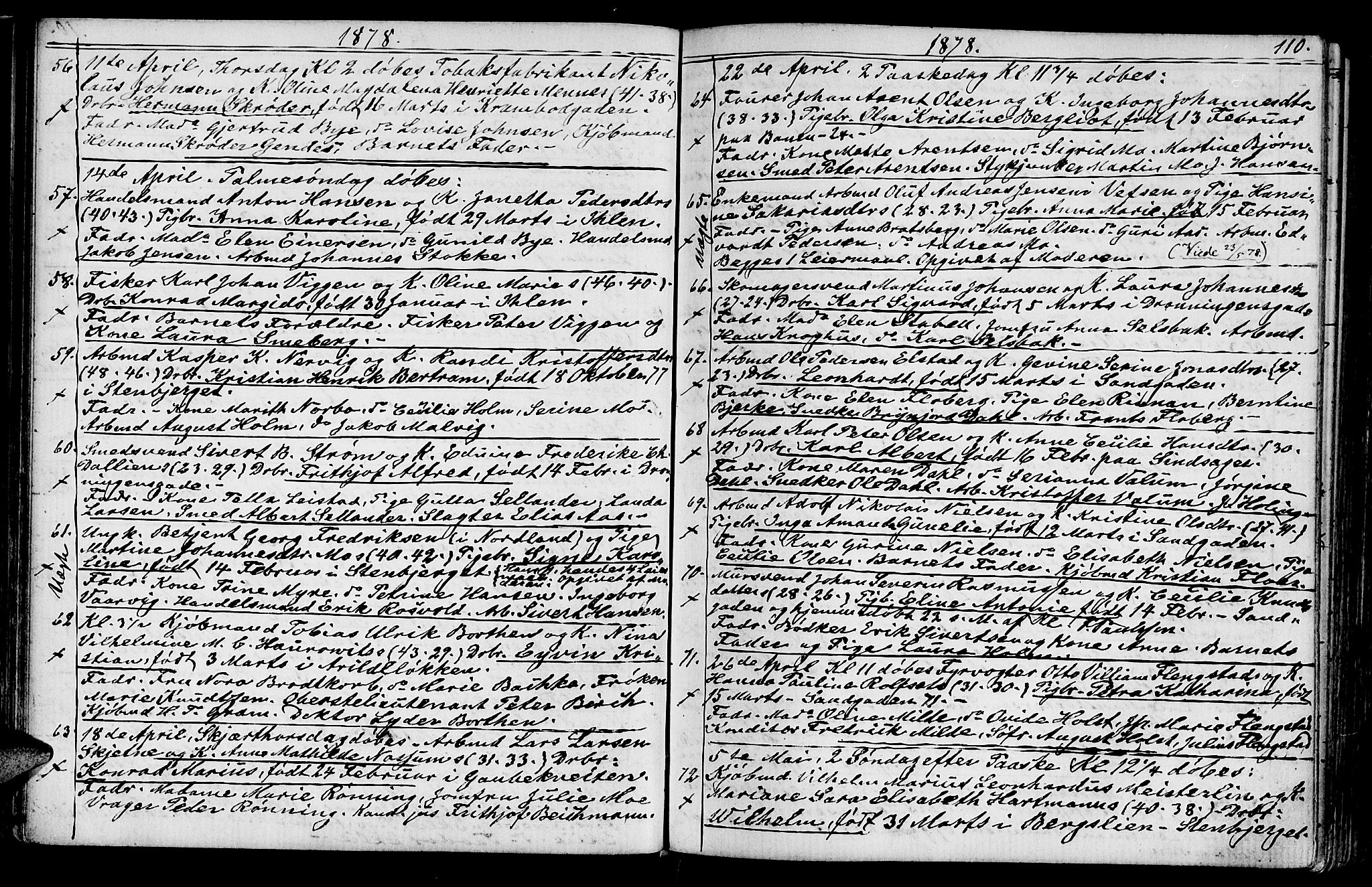 Ministerialprotokoller, klokkerbøker og fødselsregistre - Sør-Trøndelag, SAT/A-1456/602/L0142: Parish register (copy) no. 602C10, 1872-1894, p. 110