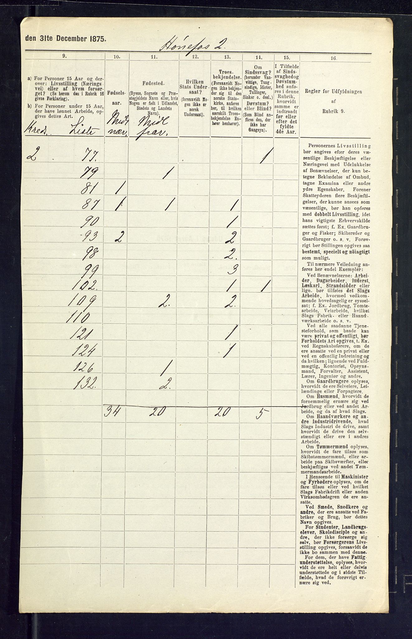 SAKO, 1875 census for 0601B Norderhov/Hønefoss, 1875, p. 9