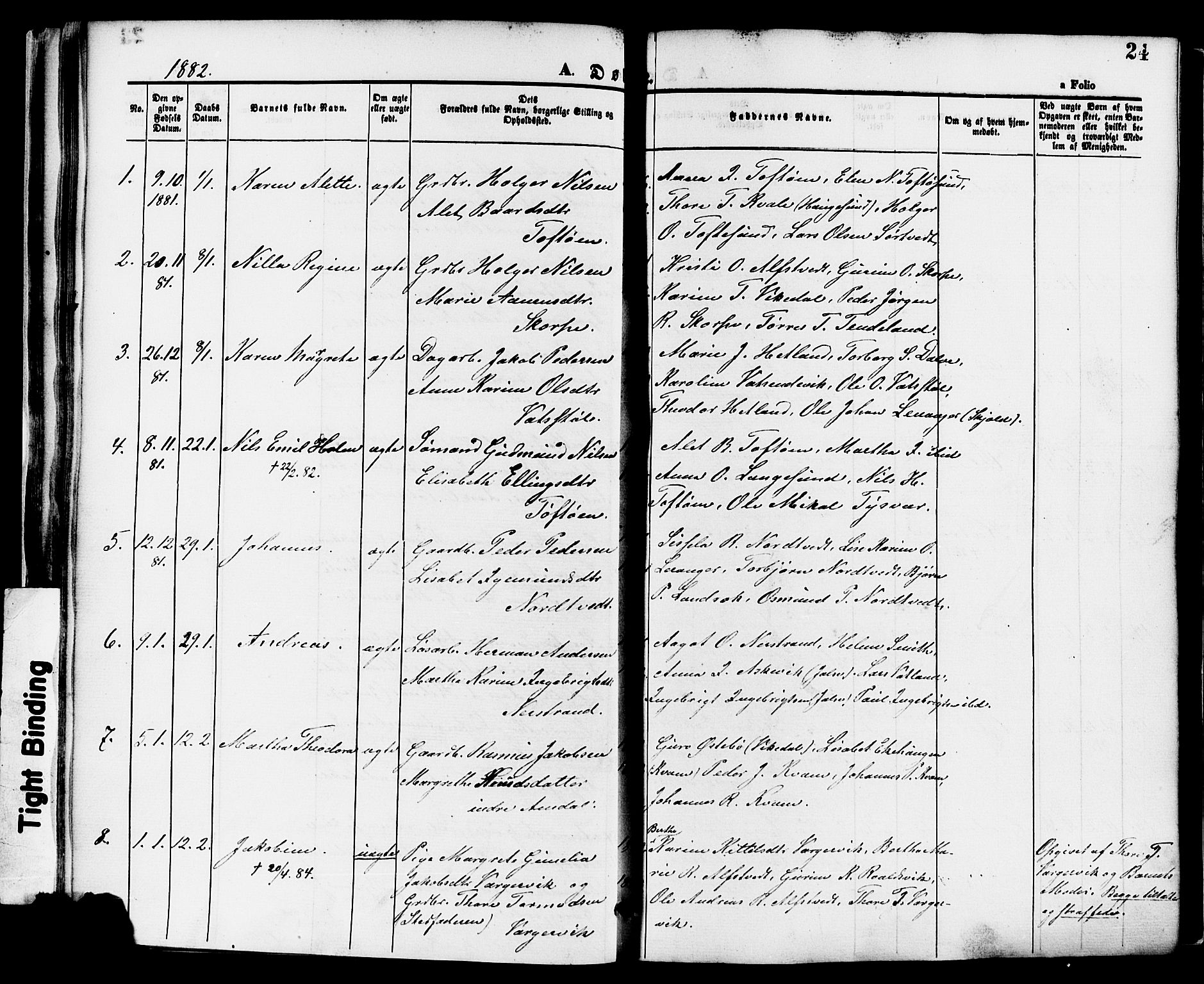Nedstrand sokneprestkontor, SAST/A-101841/01/IV: Parish register (official) no. A 11, 1877-1887, p. 24