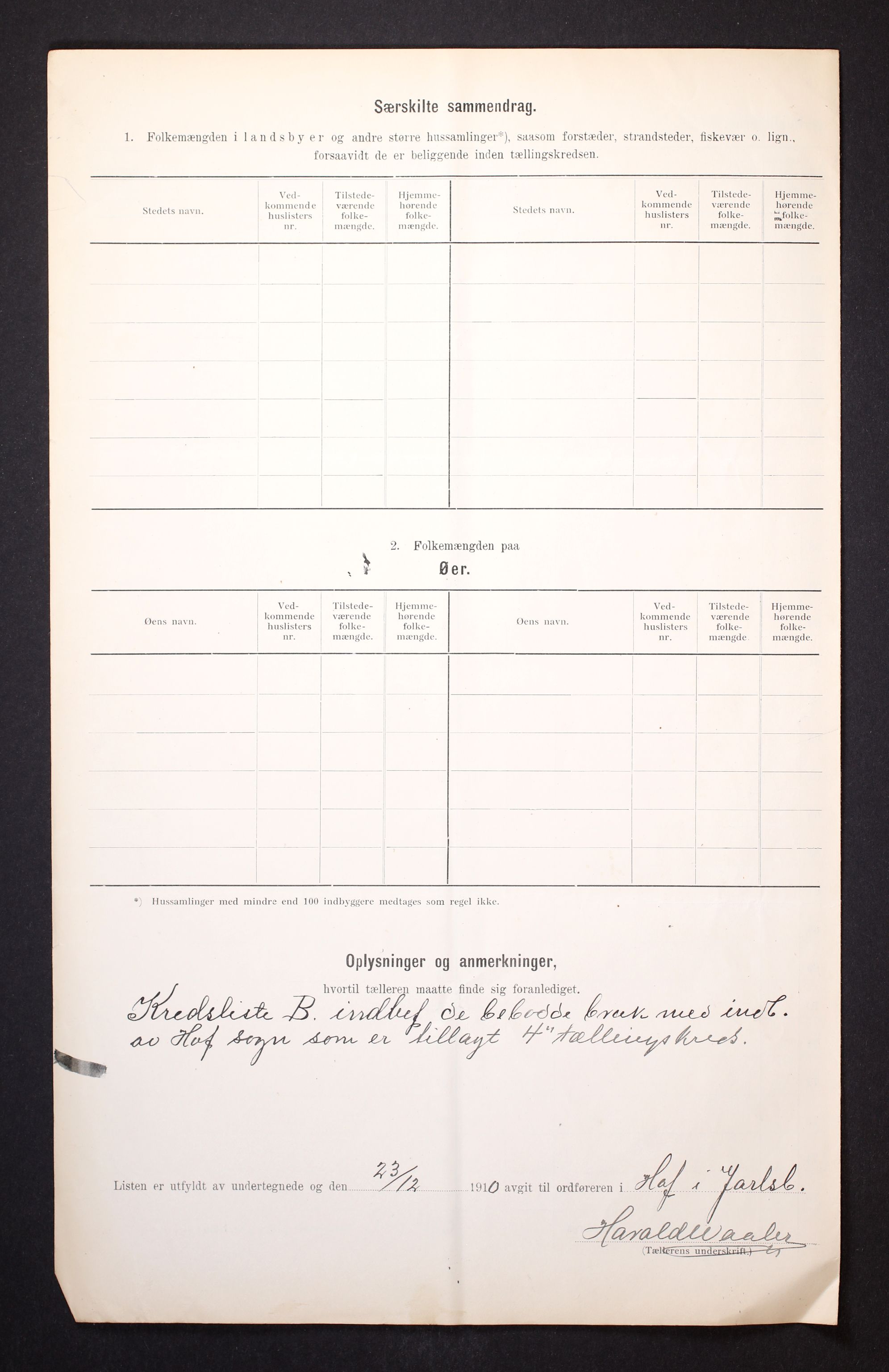 RA, 1910 census for Hof, 1910, p. 21