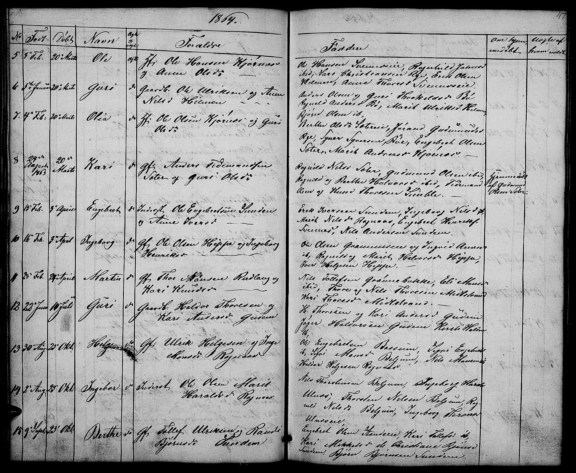 Nord-Aurdal prestekontor, SAH/PREST-132/H/Ha/Hab/L0004: Parish register (copy) no. 4, 1842-1882, p. 47