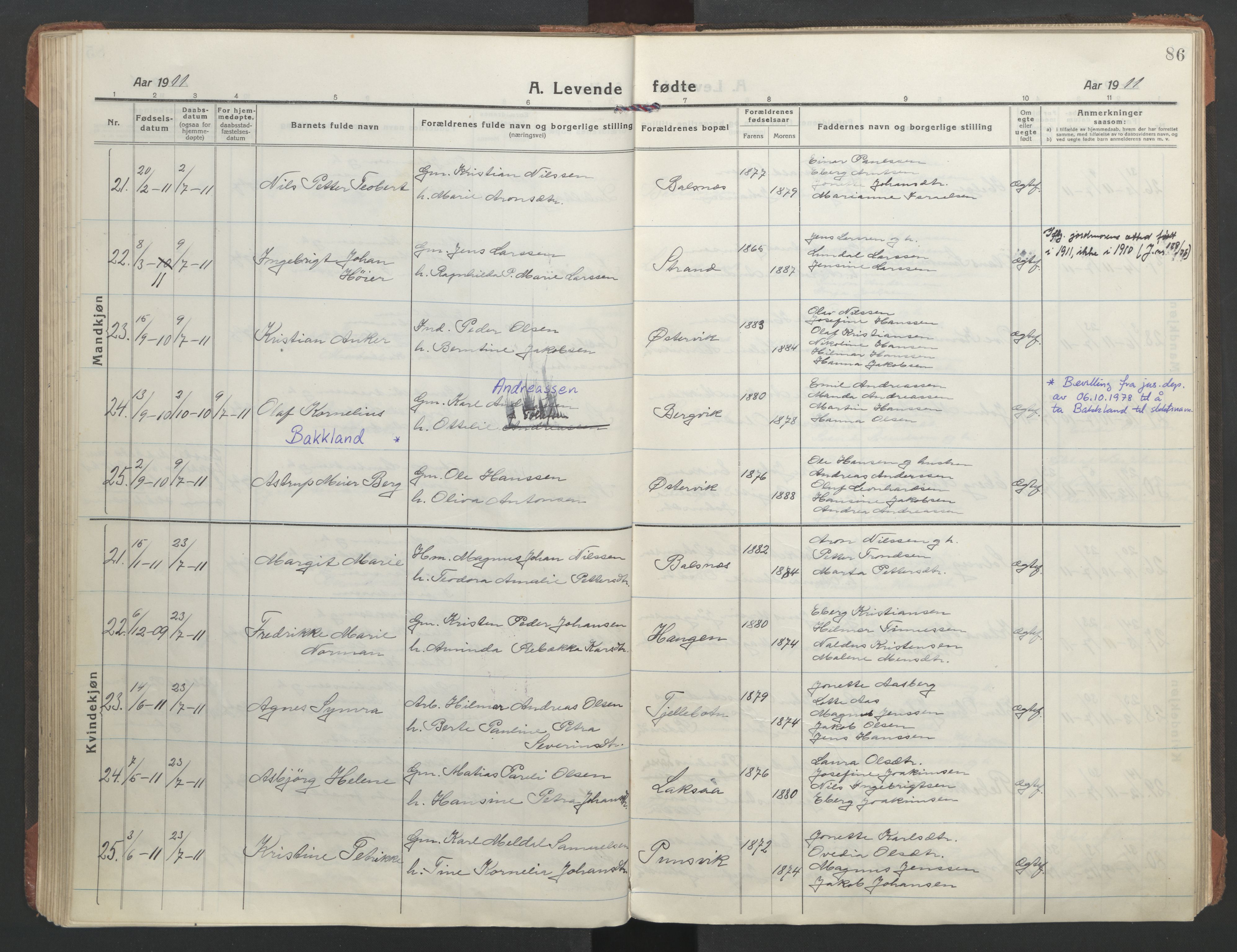 Ministerialprotokoller, klokkerbøker og fødselsregistre - Nordland, AV/SAT-A-1459/863/L0900: Parish register (official) no. 863A12, 1906-1915, p. 86